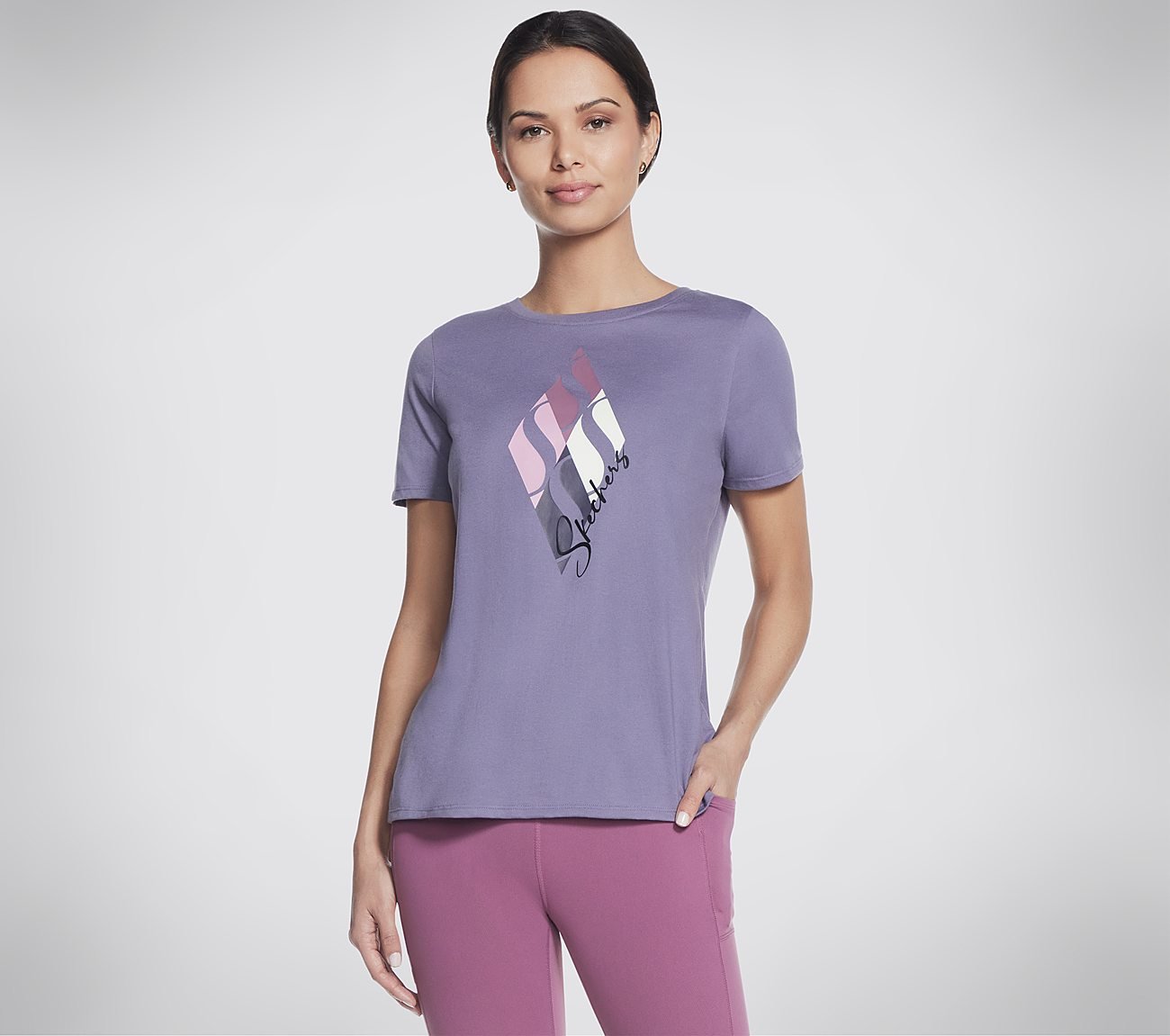 DIAMONDS T-SHIRT, GREY/PURPLE Apparel Lateral View