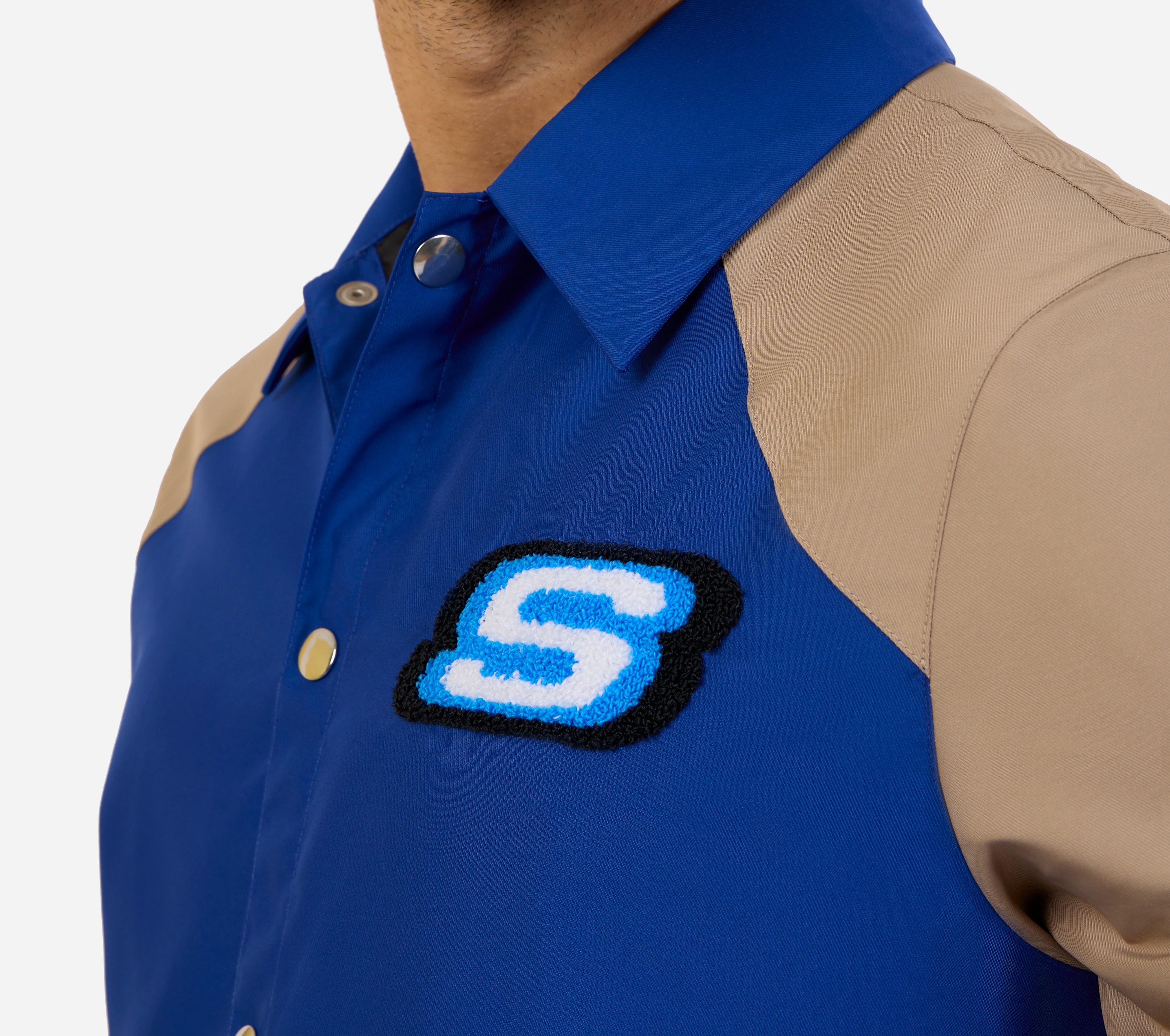 MENS VARSITY JACKET, ROYAL/ORANGE Apparel Right View