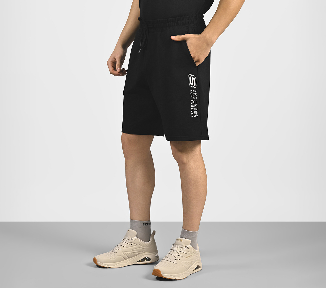 SKECHERS BASIC SHORTS, BLACK Apparel Top View