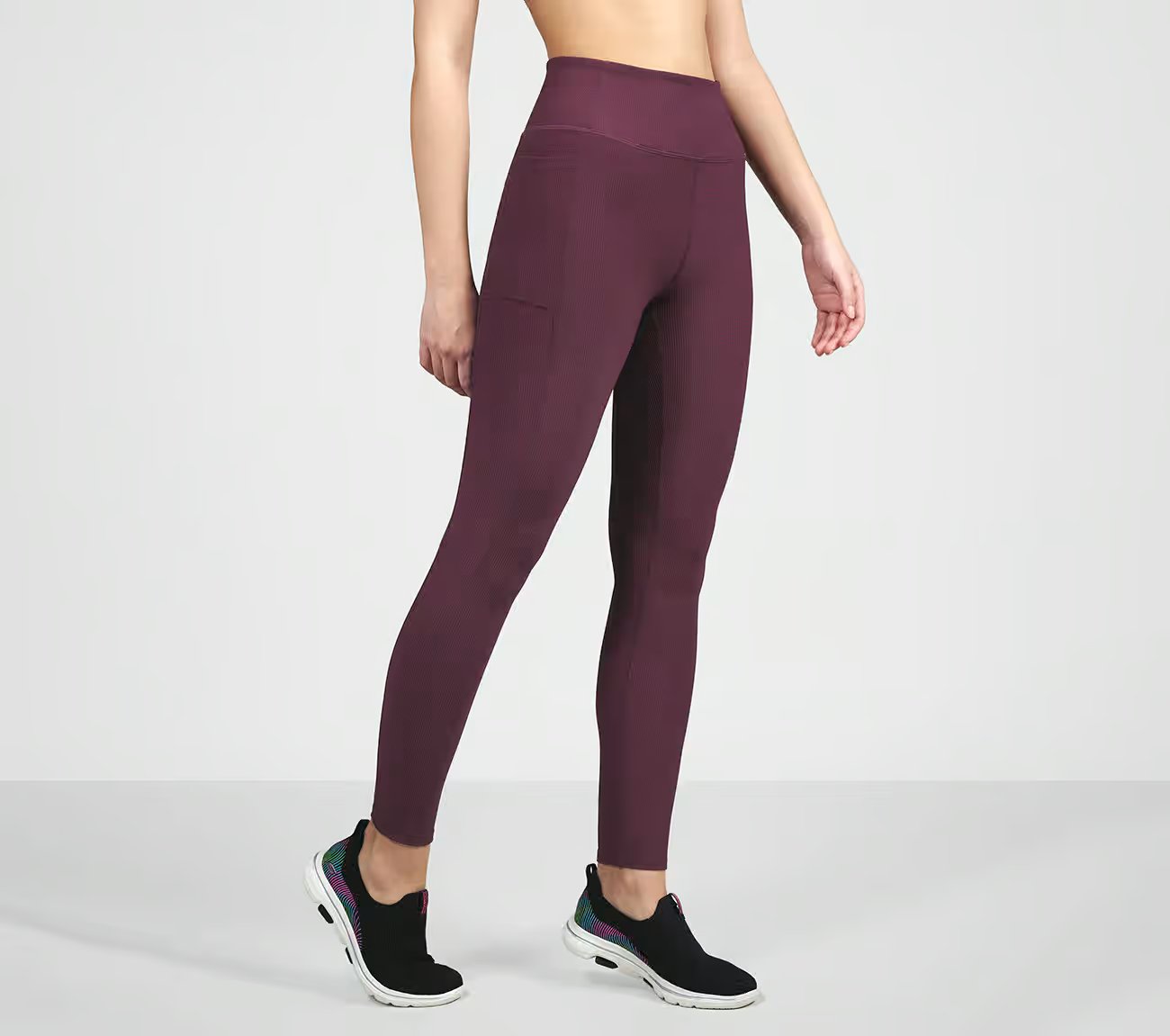 GOFLEX RIB FL HW LEGGING, BURGUNDY/PINK Apparel Bottom View