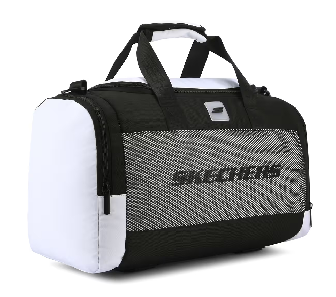 MONOCHROME DUFFLE BAG WITH MESH DETAILED, BLACK/WHITE Accessories Right View