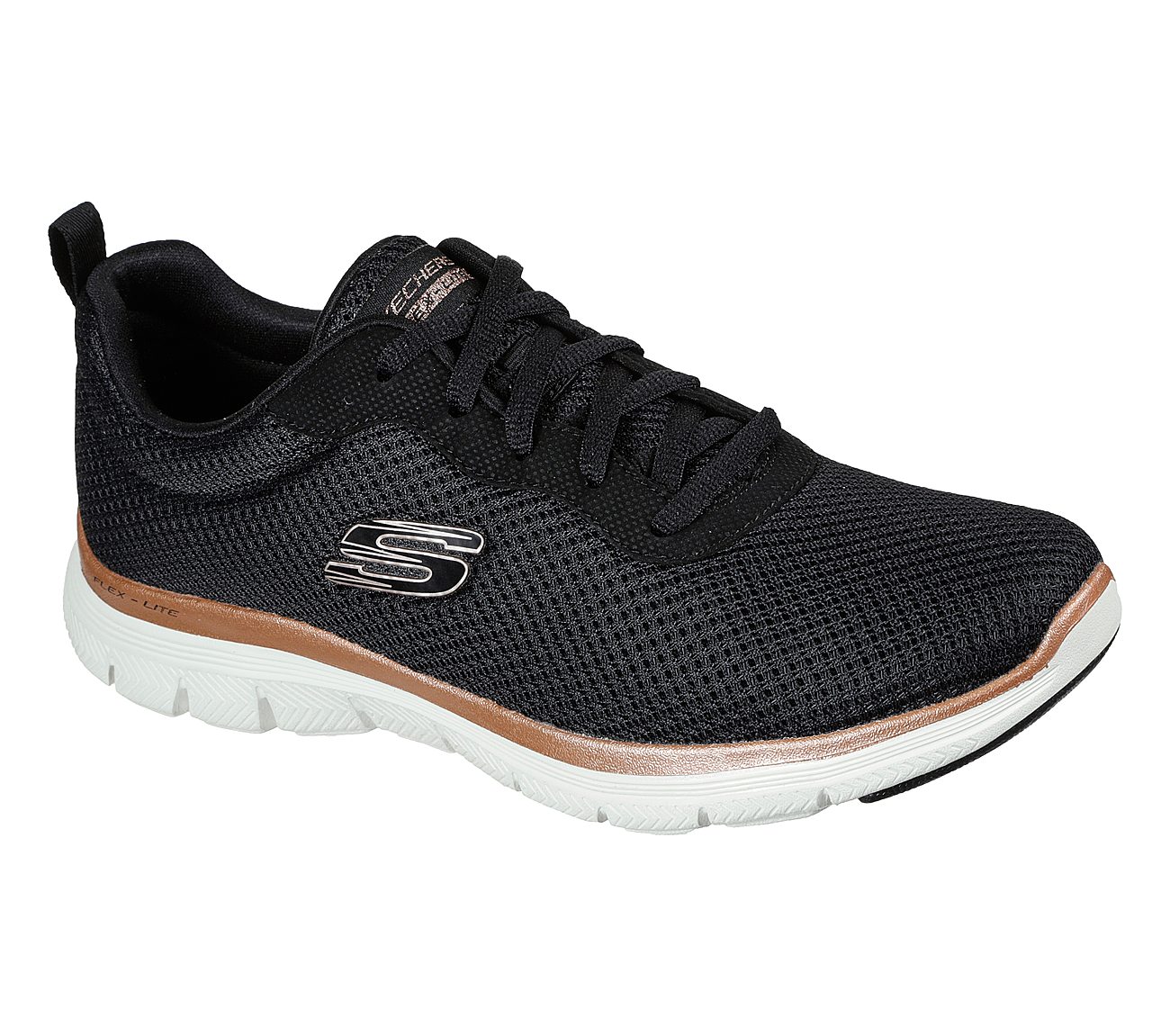 skechers flex black womens