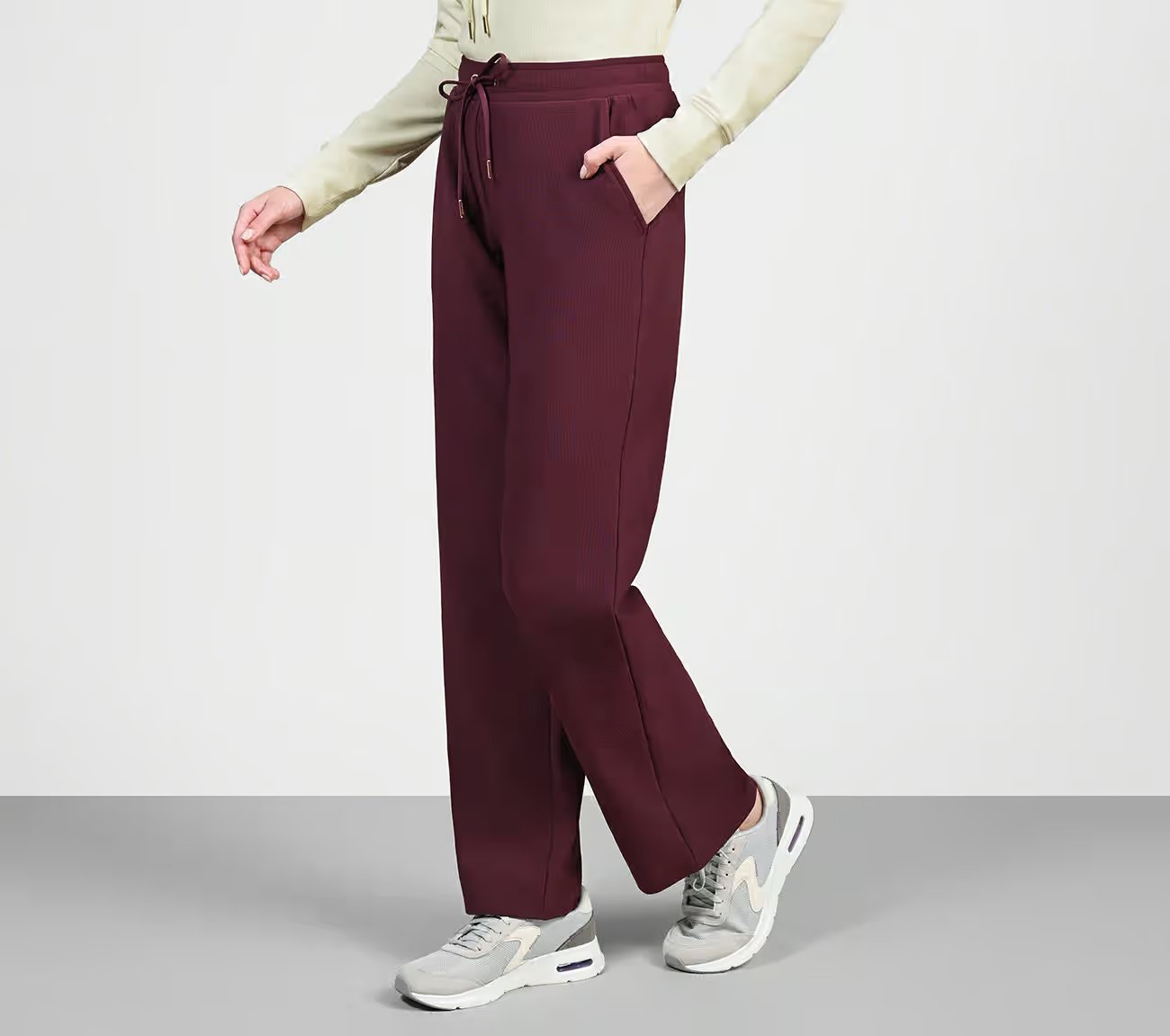 GOLUXE RIB PANT, BURGUNDY/PINK Apparel Top View