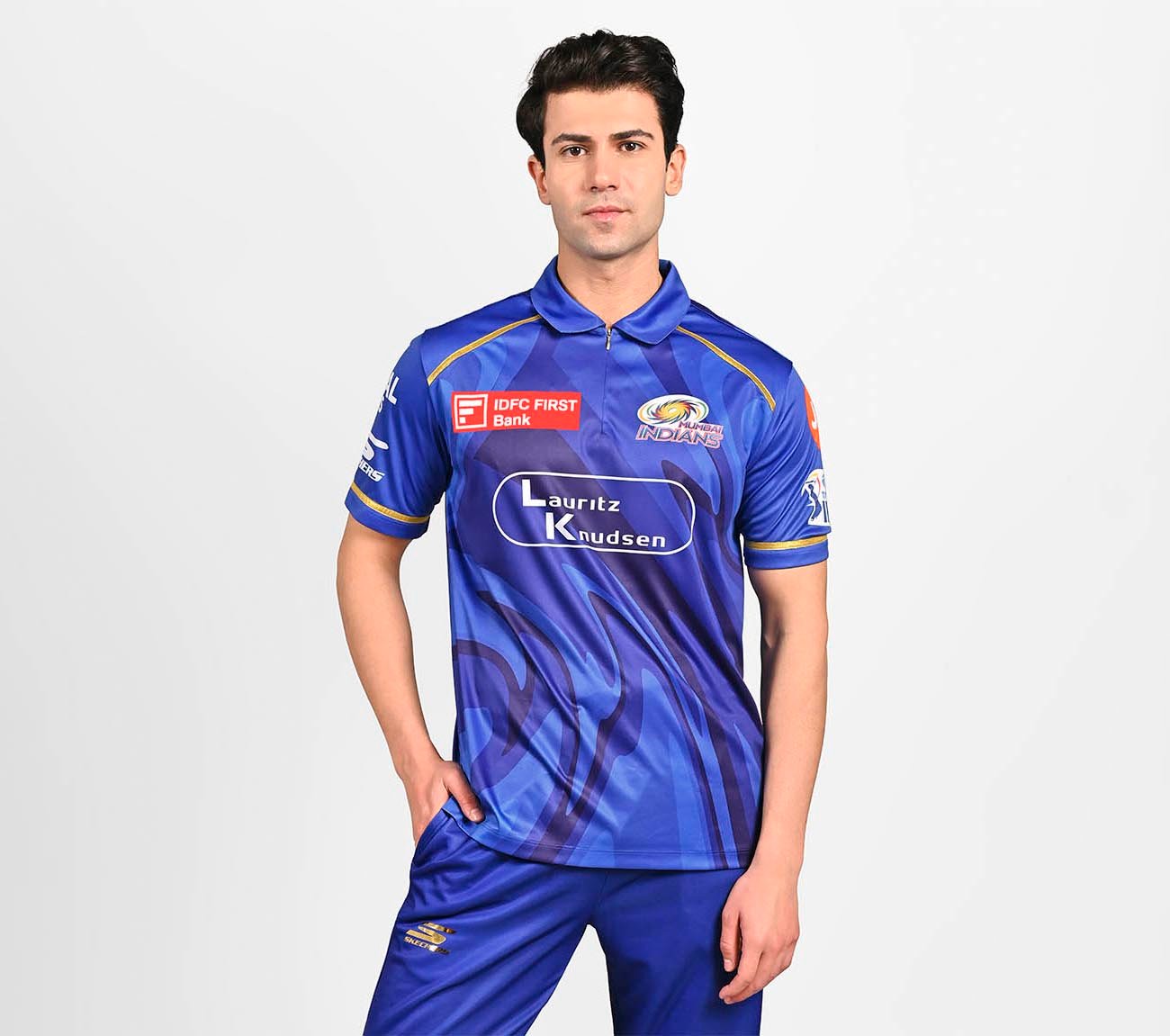 MUMBAI INDIANS: IPL FAN JERSEY 2025, ROYAL/NAVY/LIME Apparel Lateral View