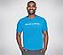 SKECHERS PERFORMANCE T-SHIRT, BLUE Apparel Lateral View