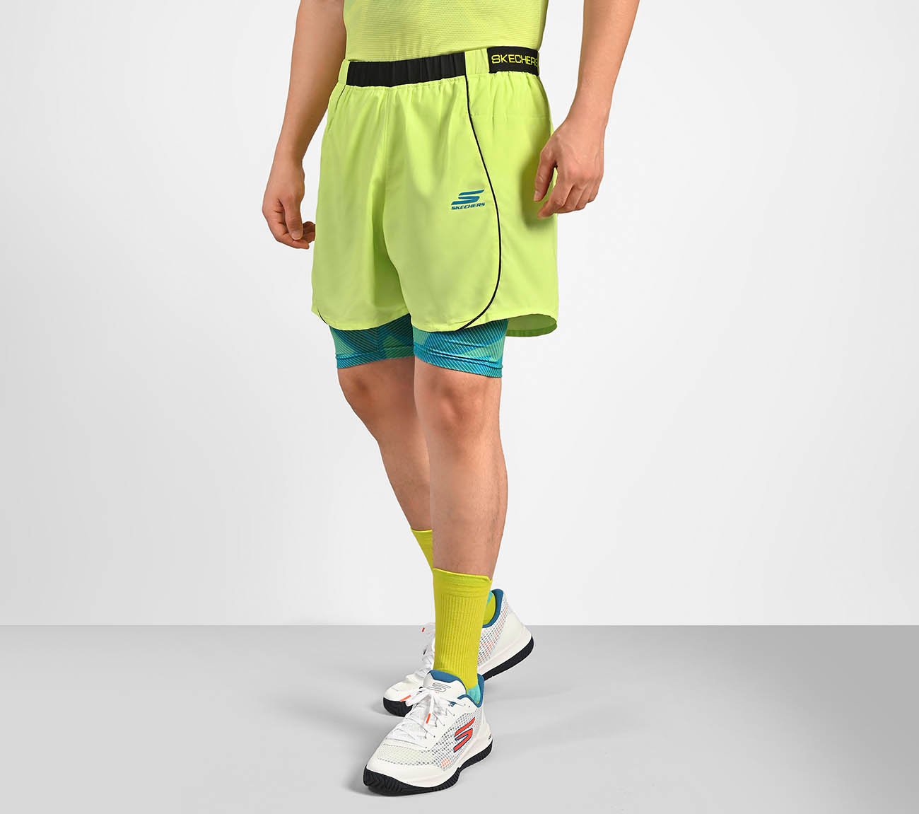 SKECHERS PICKLEBALL LOGO SHORTS, LIME Apparel Top View