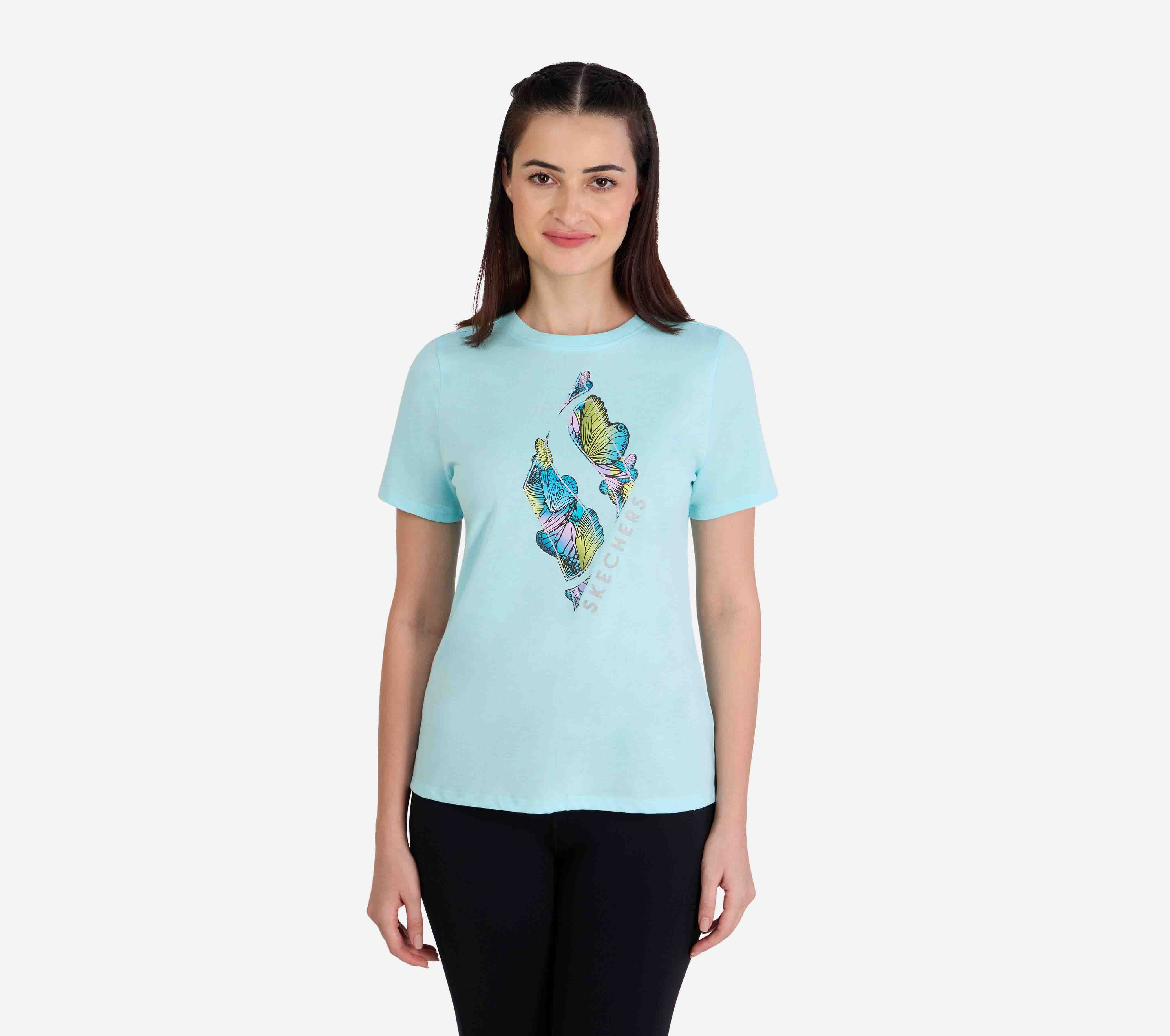 DIAMOND BUTTERFLY SHADOW T-SHIRT, BLUE Apparel Lateral View