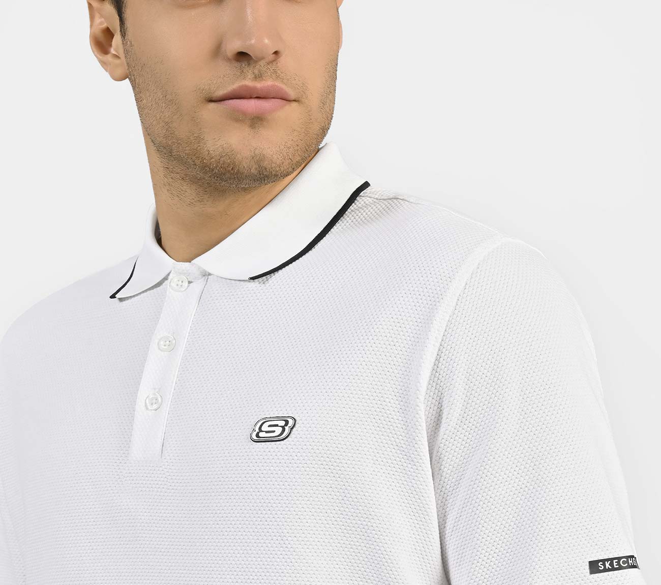 STRUCTURED KNIT POLO, WHITE Apparel Right View