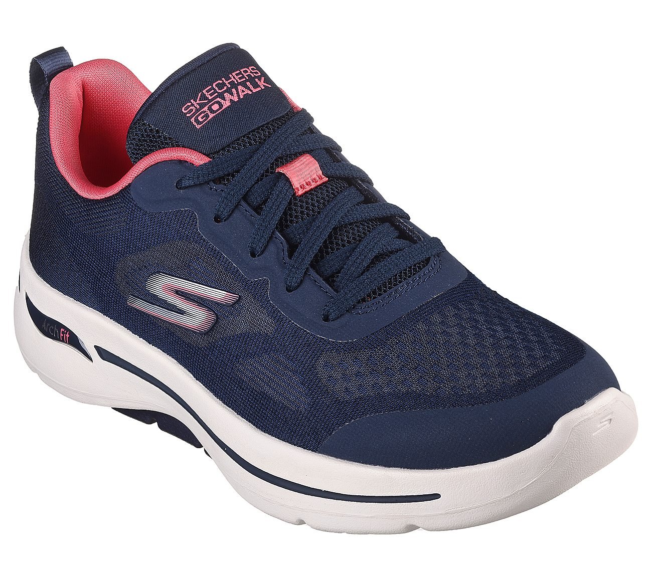 Skechers Navy Go Walk Arch Fit F Womens Lace Up Shoes - Style Id 