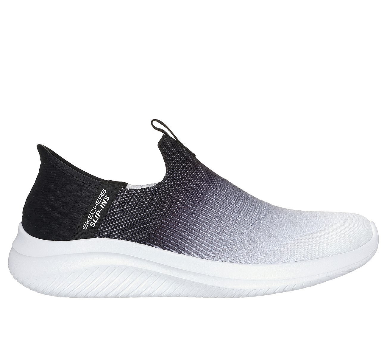 SKECHERS SLIP-INS: ULTRA FLEX 3.0 - BEAUTY BLEND, BLACK/WHITE Footwear Lateral View