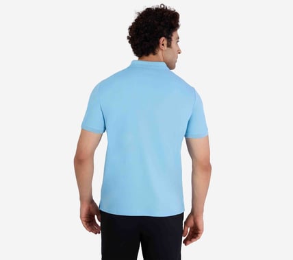 MENS PERFORMANCE POLO, GUNMETAL/TURQUOISE Apparel Bottom View