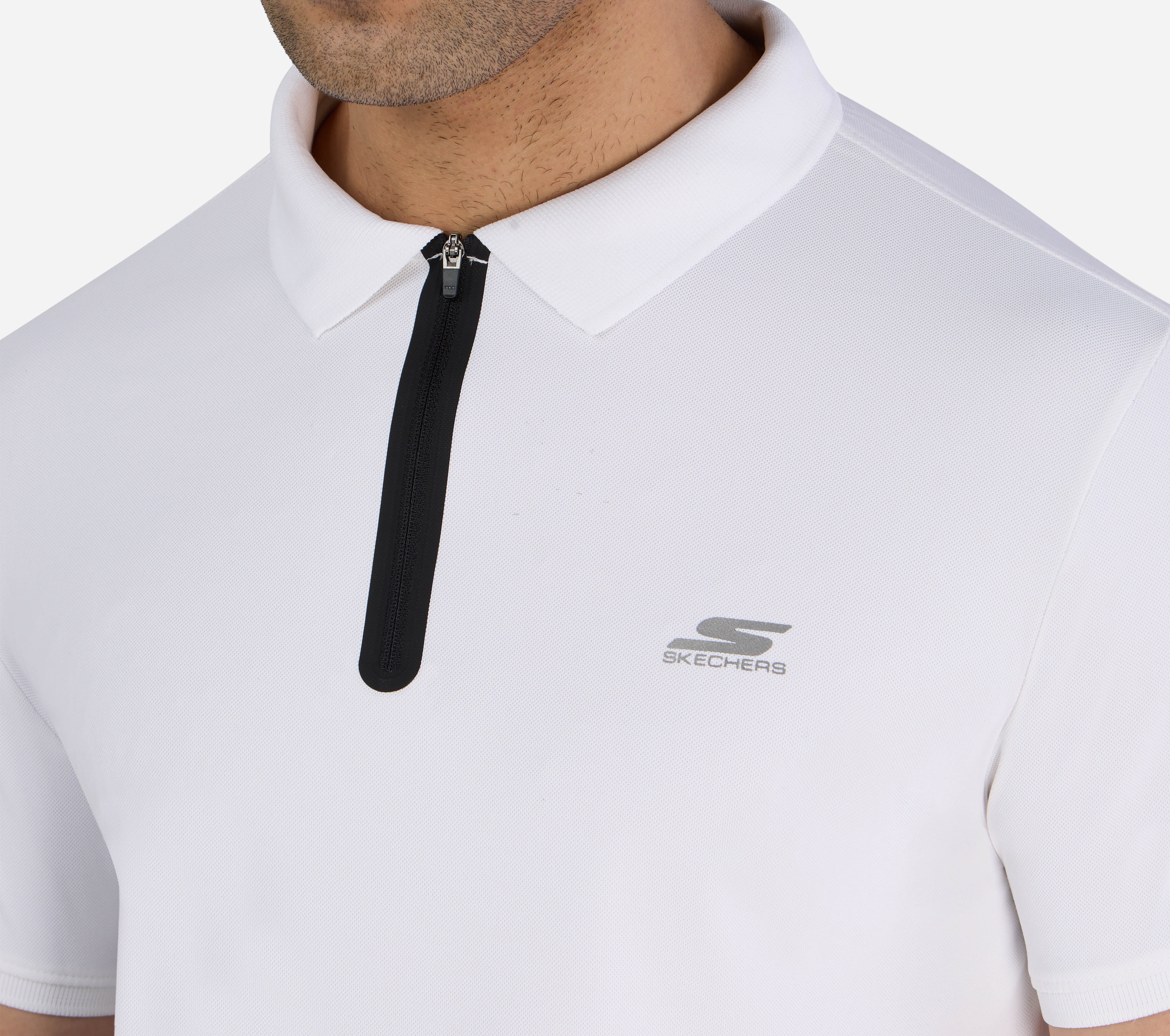 MENS 1/4 ZIP POLO, WHITE Apparel Right View