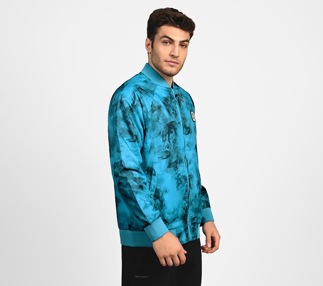 OASIS SMOKE BOMBER JACKET, LAVENDER/AQUA Apparel Bottom View