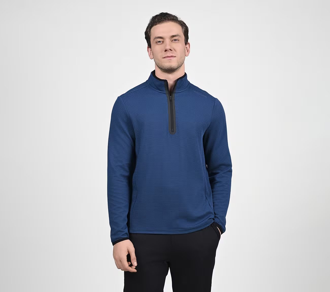 SKECH-KNITS BURST 1/4 ZIP, ROYAL Apparel Lateral View