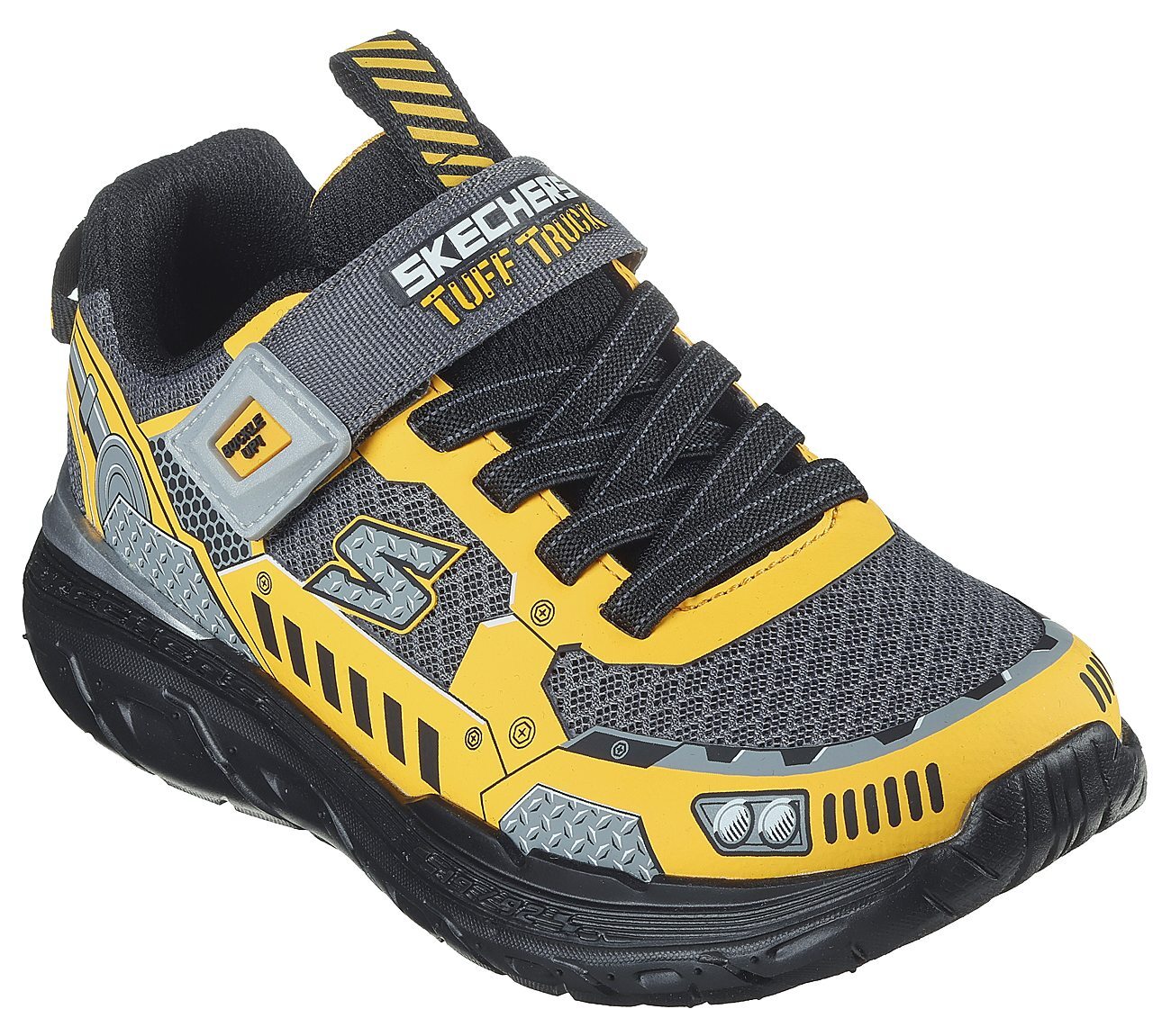 SKECH TRACKS, CHARCOAL/YELLOW Footwear Right View