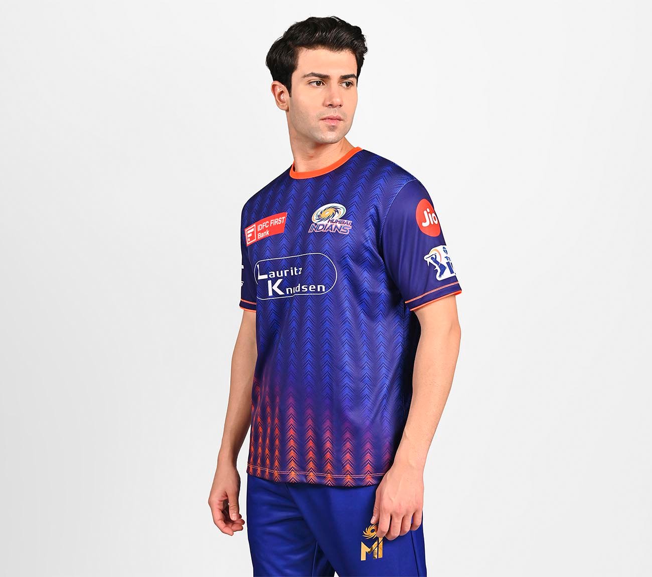 MUMBAI INDIANS: IPL TRAINING REPLICA JERSEY 2025, ROYAL/NAVY/LIME Apparel Top View