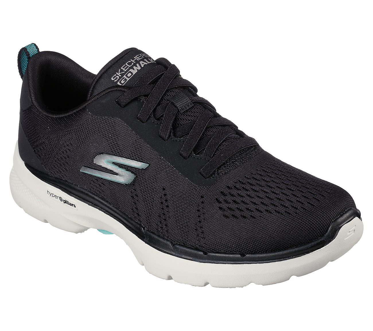 Skechers Black/Turquoise Go Walk 6 Womens Lace Up Shoes Style ID ...