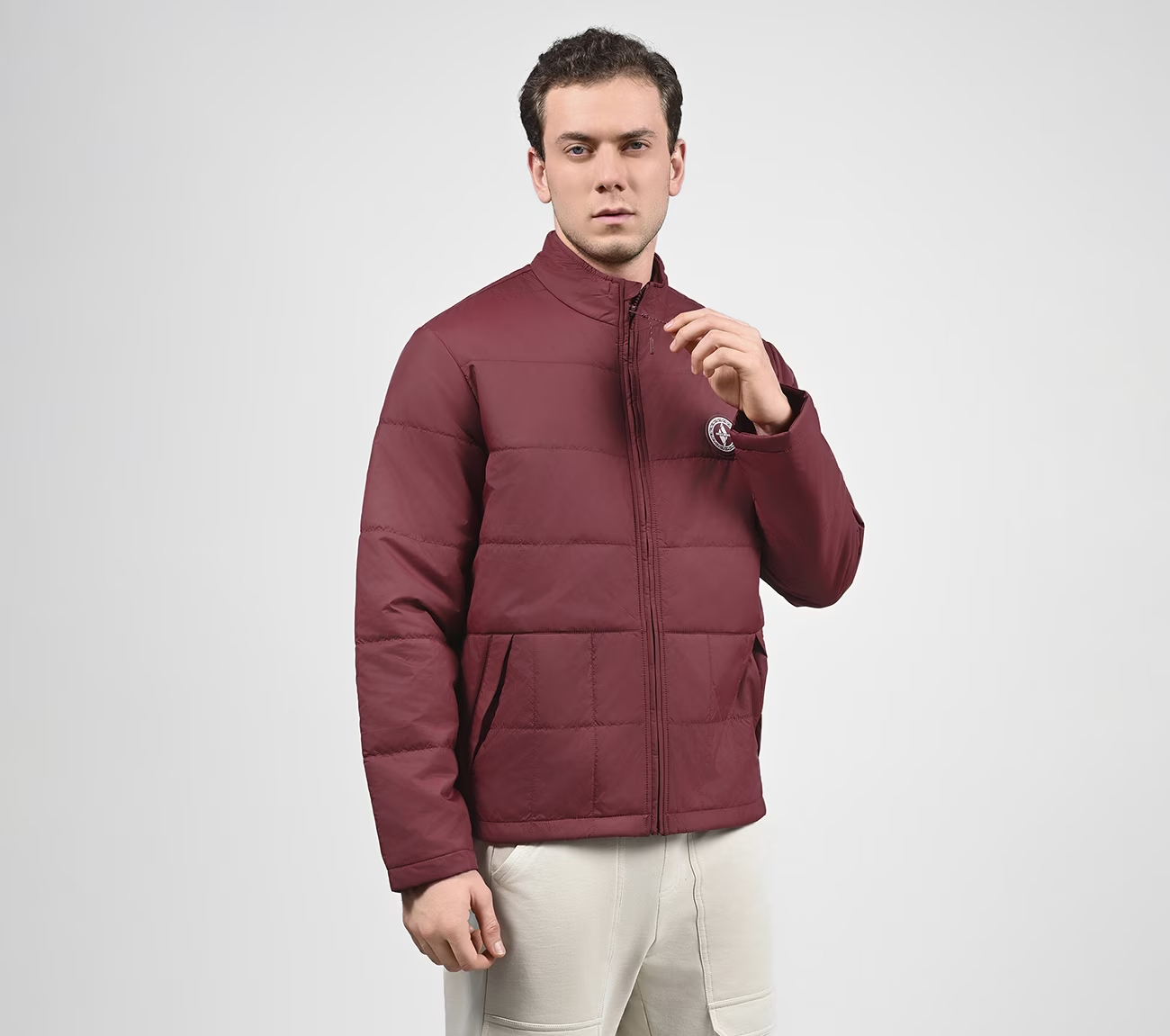 PUFFER FZ JACKET, DDARK RED Apparel Bottom View