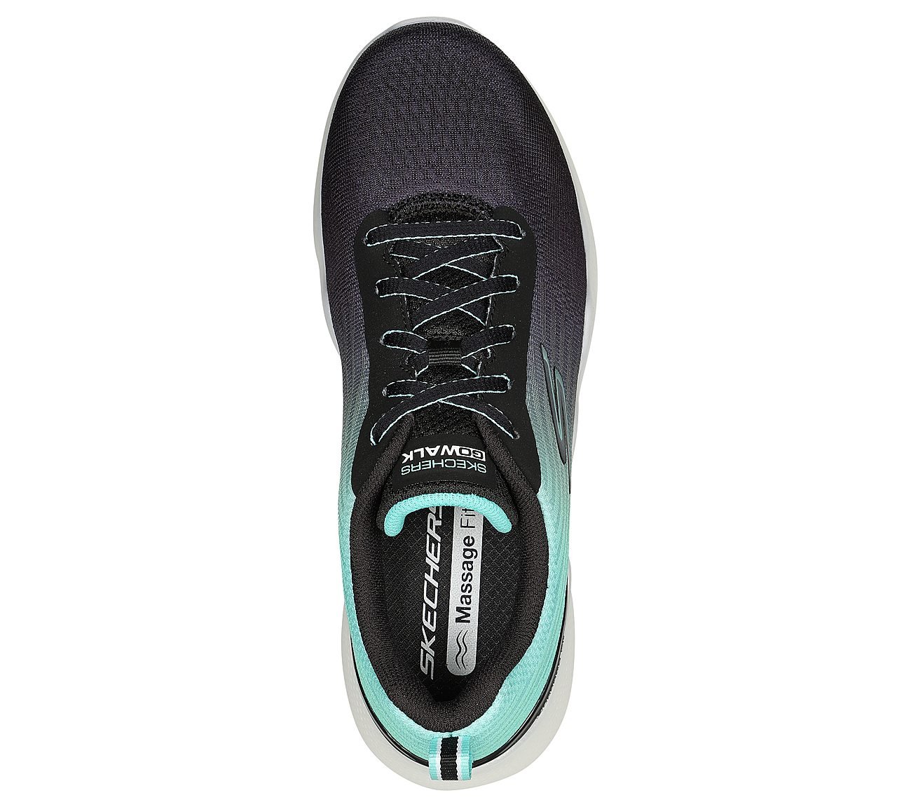 GO WALK MASSAGE FIT, BLACK/TURQUOISE Footwear Top View