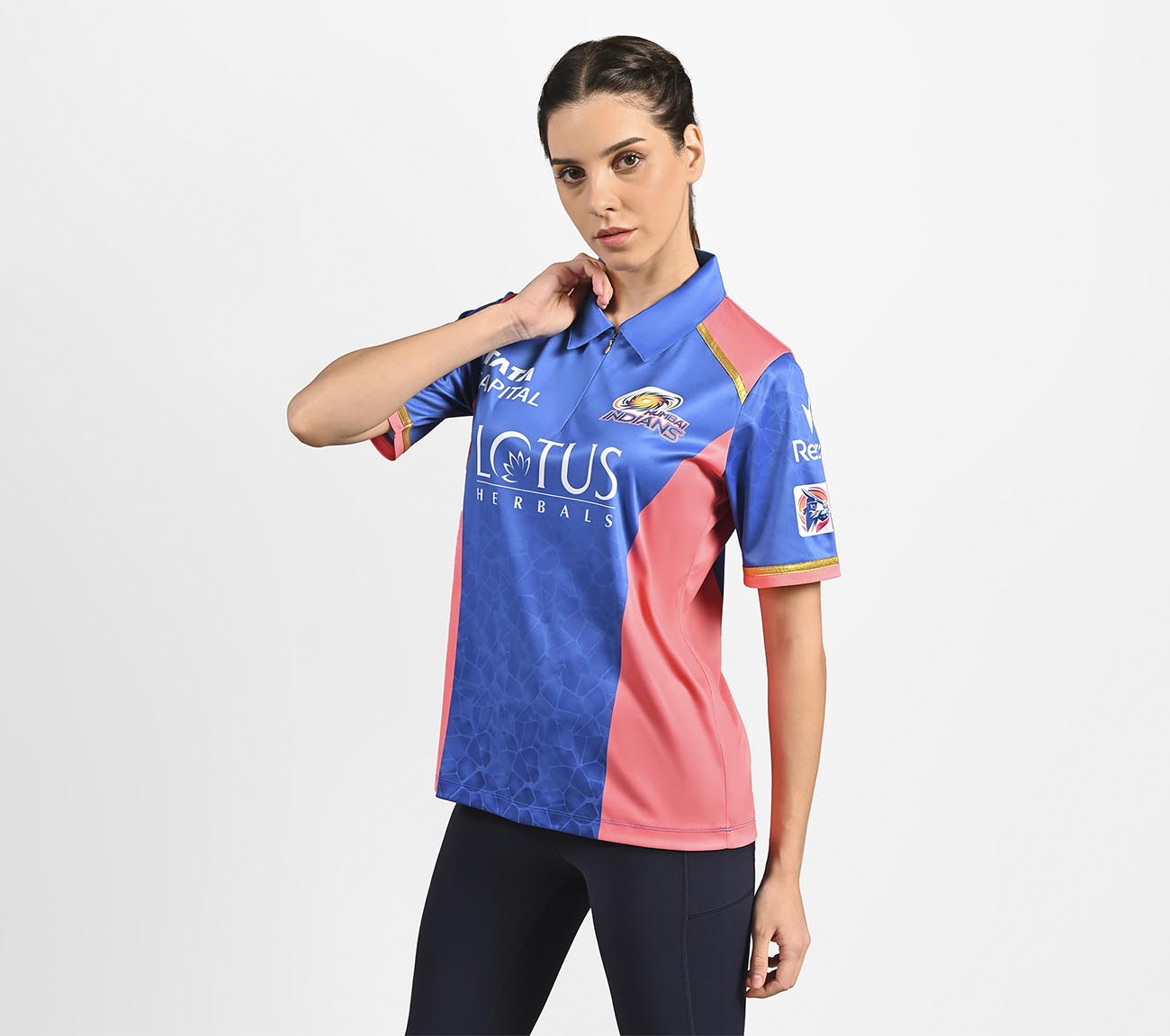 MUMBAI INDIANS: WPL FAN JERSEY 2025, NVY/WHT/LT. BLUE Apparel Top View