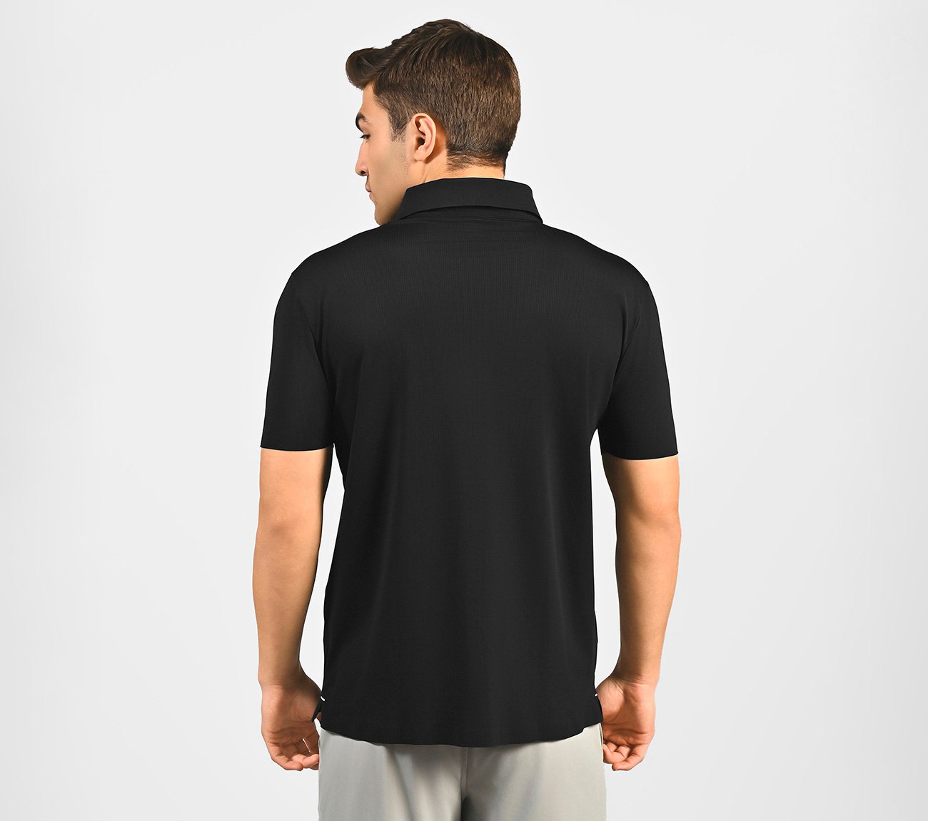 MENS BASIC POLO, BLACK/CHARCOAL/BLUE Apparel Left View