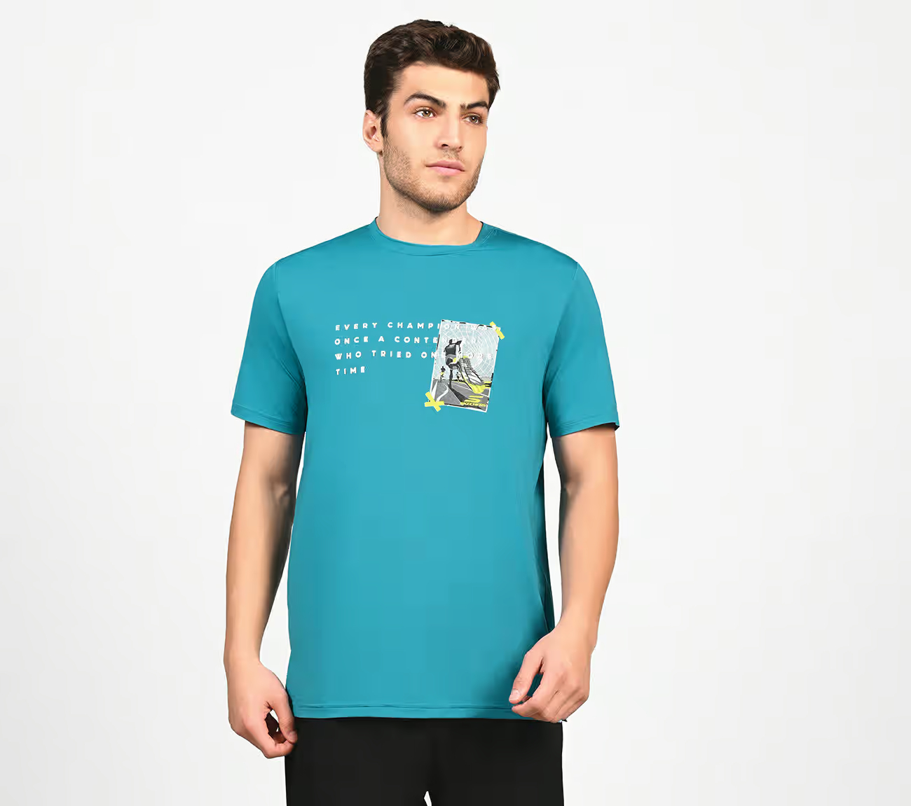 FIREFLY CHAMP TEE, TEAL/MULTI Apparel Lateral View