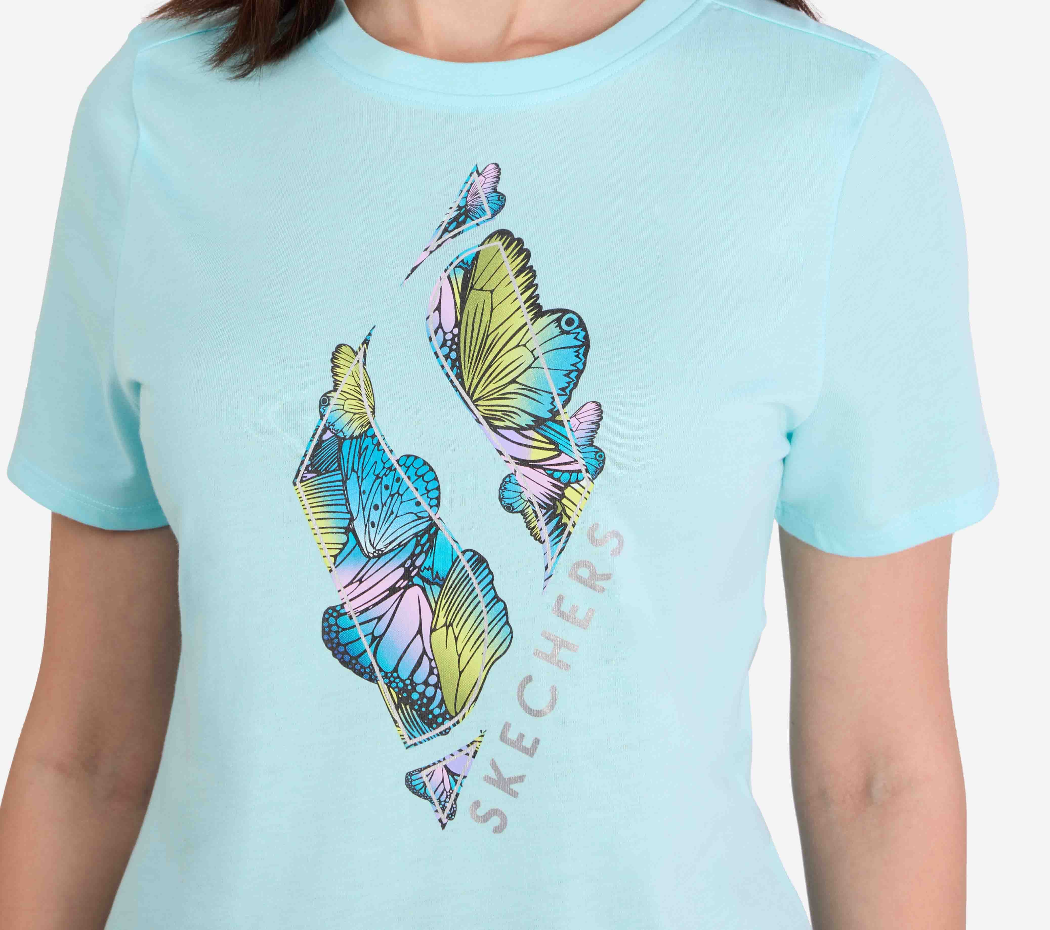 DIAMOND BUTTERFLY SHADOW T-SHIRT, BLUE Apparel Right View