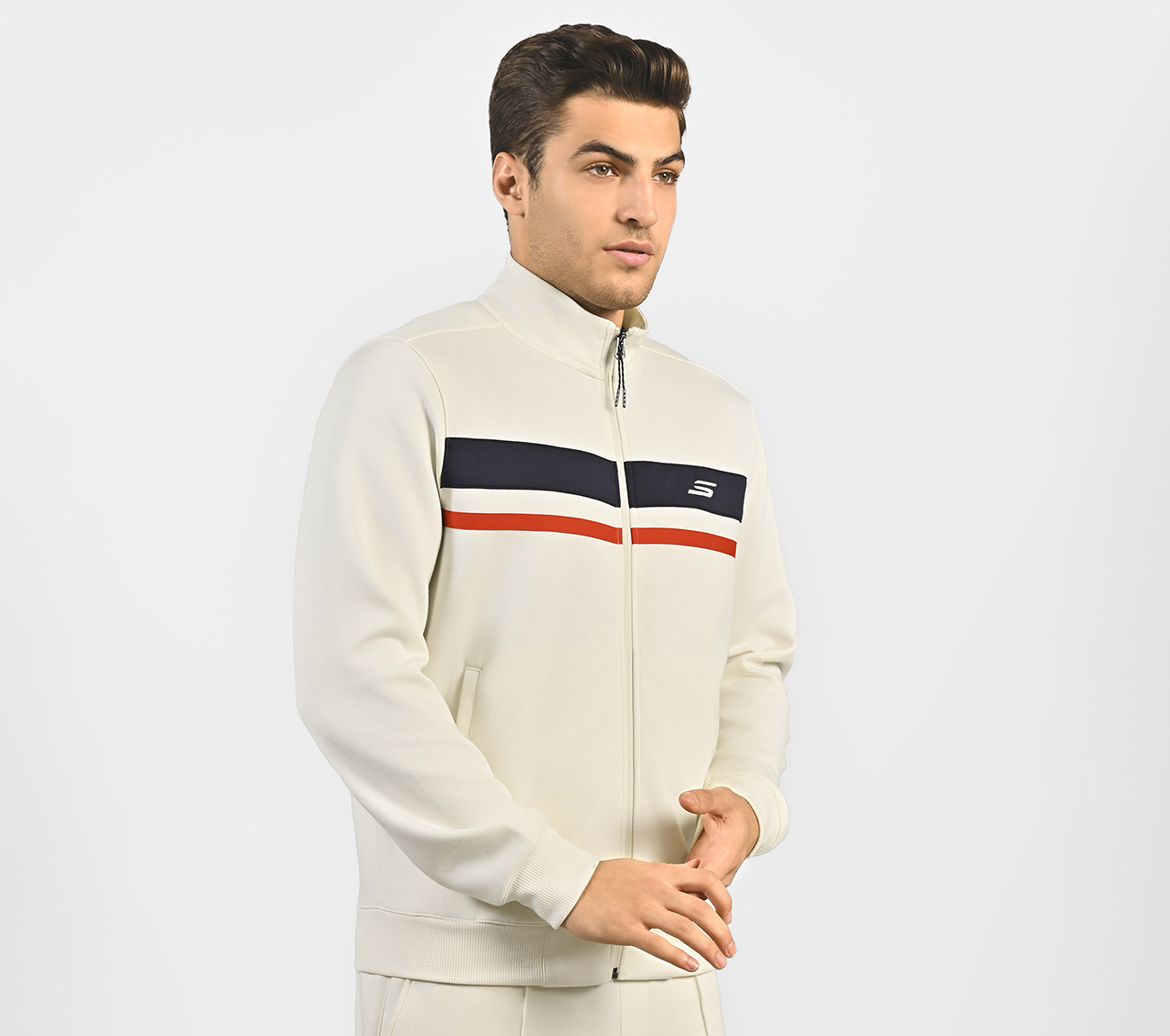 PERFORMANCE TRACK JACKET, NATURAL/GREY Apparel Bottom View