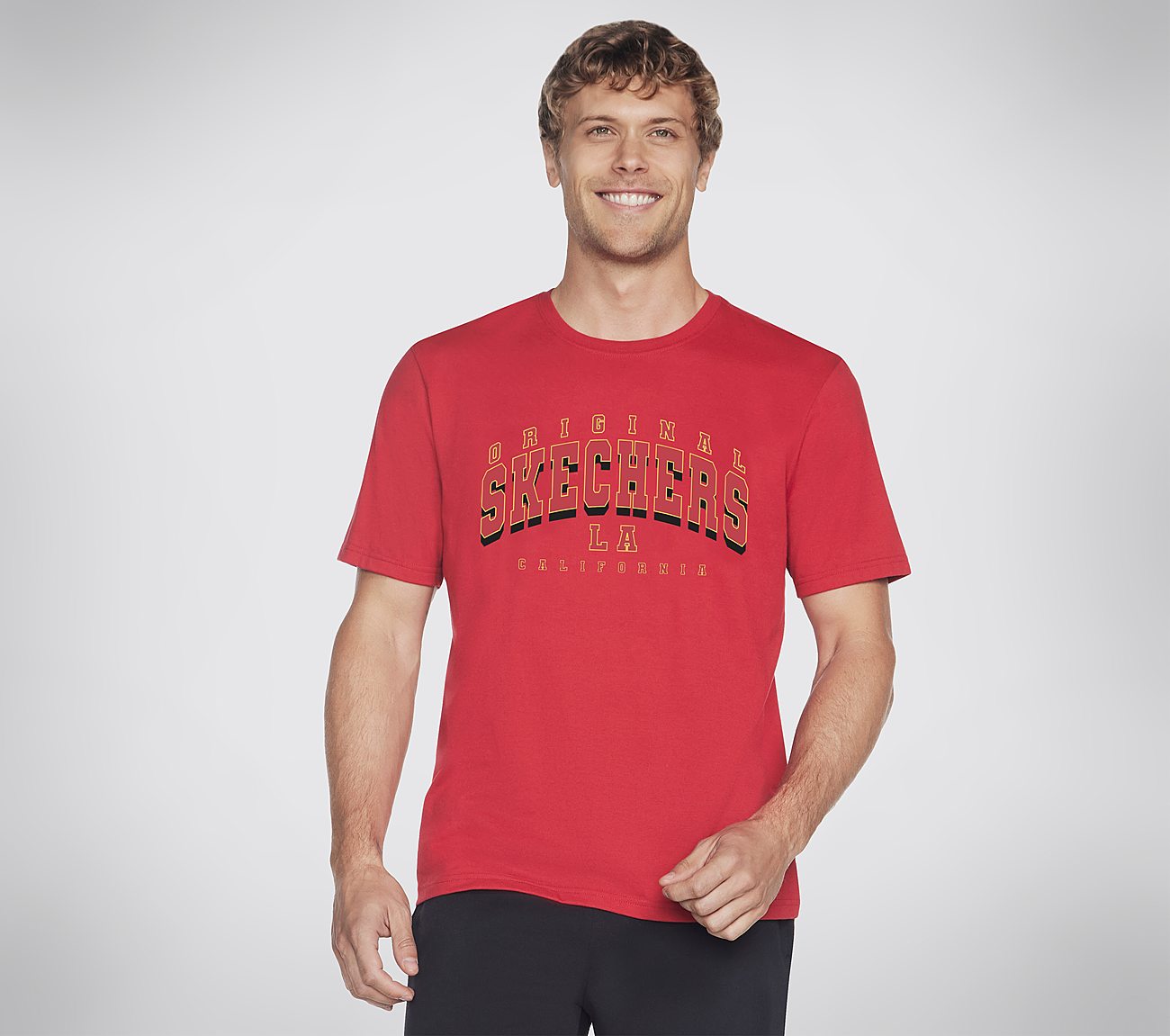 SKECHERS UNIVERSITY T-SHIRT, RED Apparel Lateral View