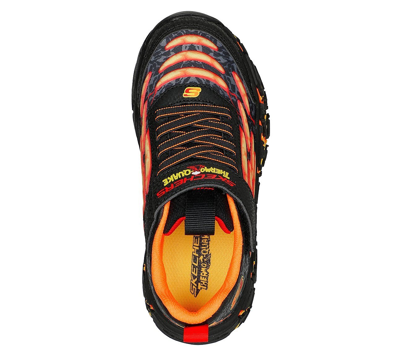 THERMO-QUAKE, BLACK/ORANGE Footwear Top View