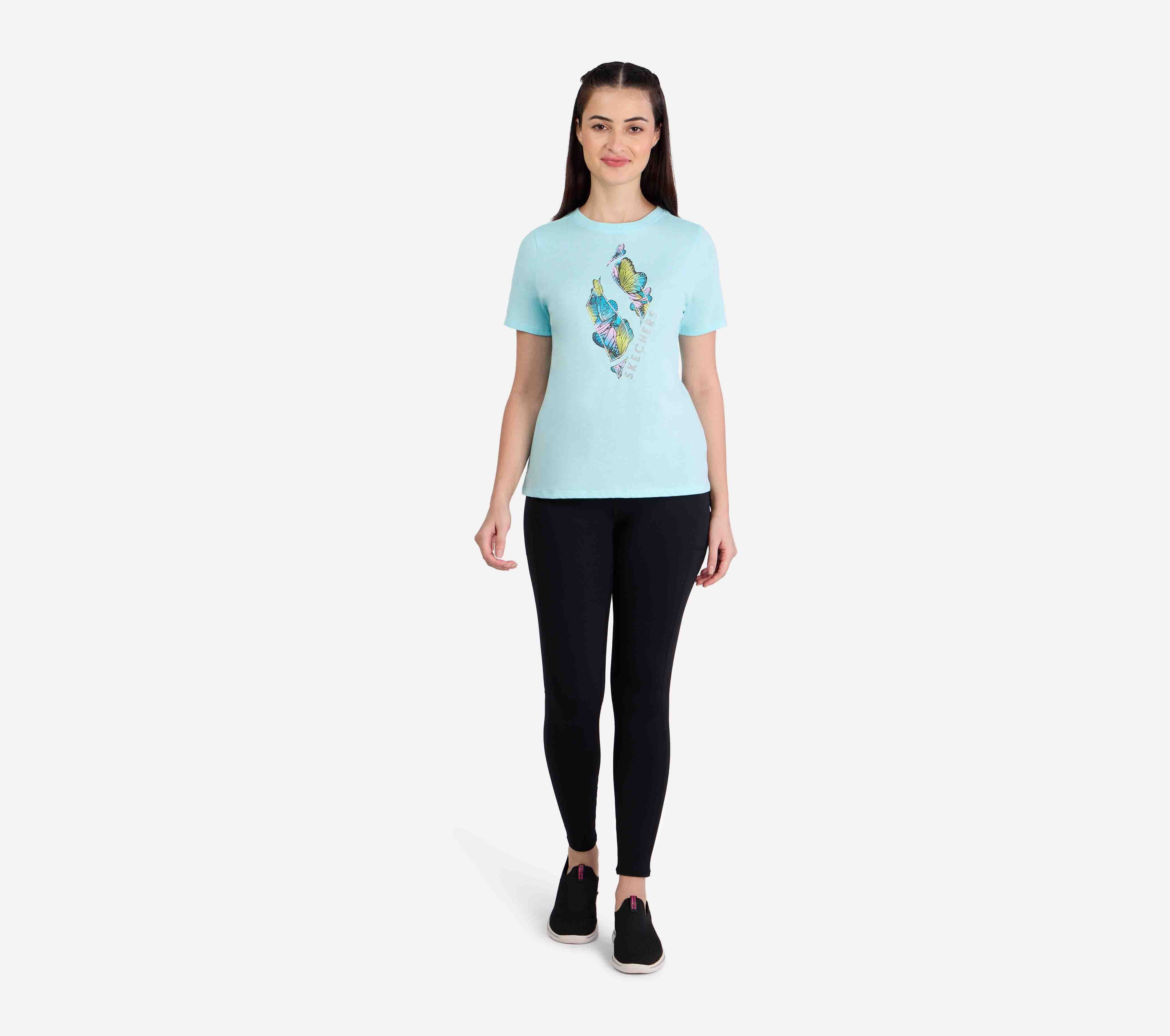 DIAMOND BUTTERFLY SHADOW T-SHIRT, BLUE Apparel Left View