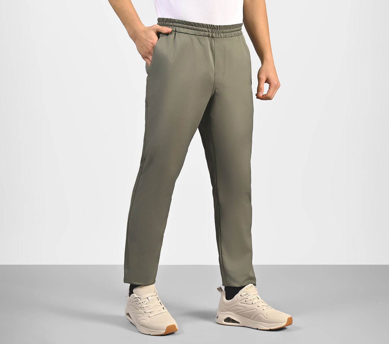 SKECHERS SLIP-IN PANT DOWNTOW, OLIVE/GRAY Apparel Bottom View