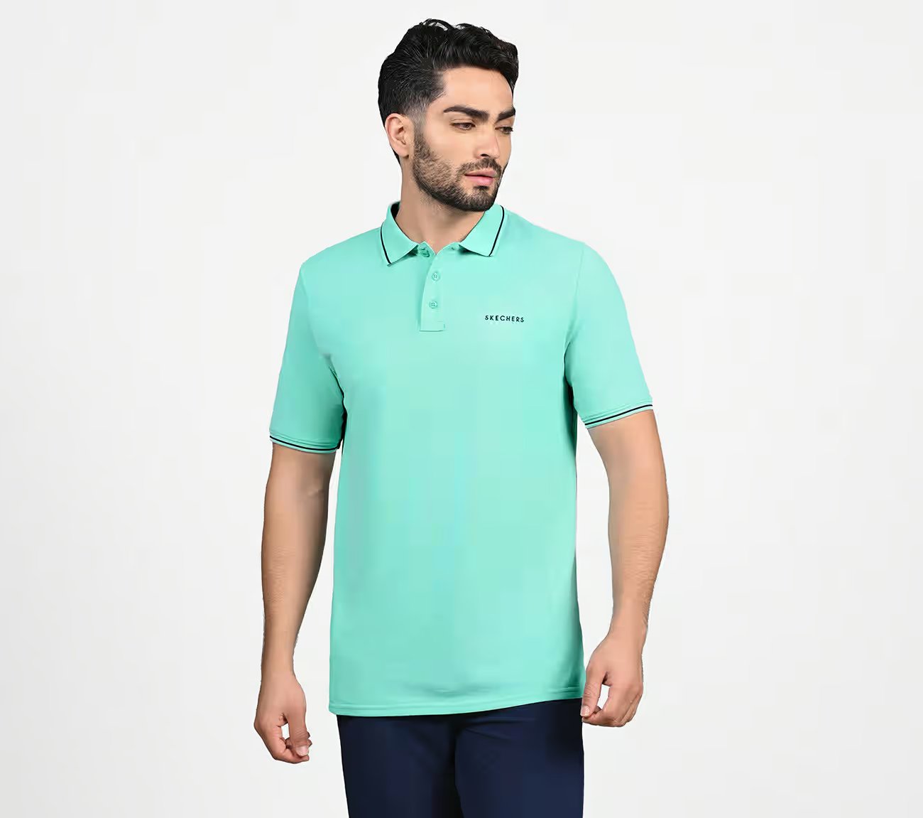 SKECHERS EVERYDAY POLO, AQUA Apparel Lateral View