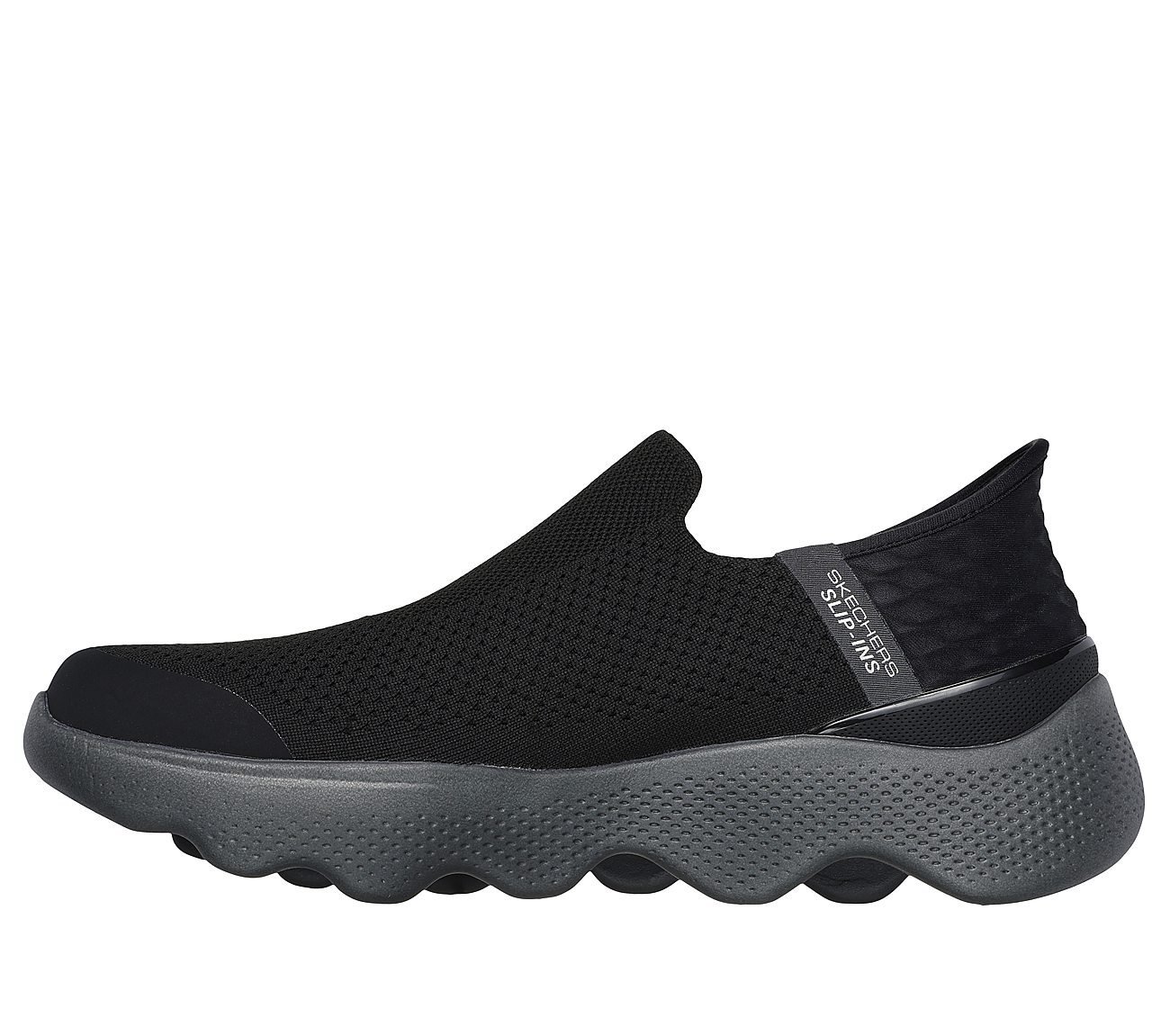 Skechers Slip-ins: GO WALK Massage Fit - Current, BLACK/GREY Footwear Left View