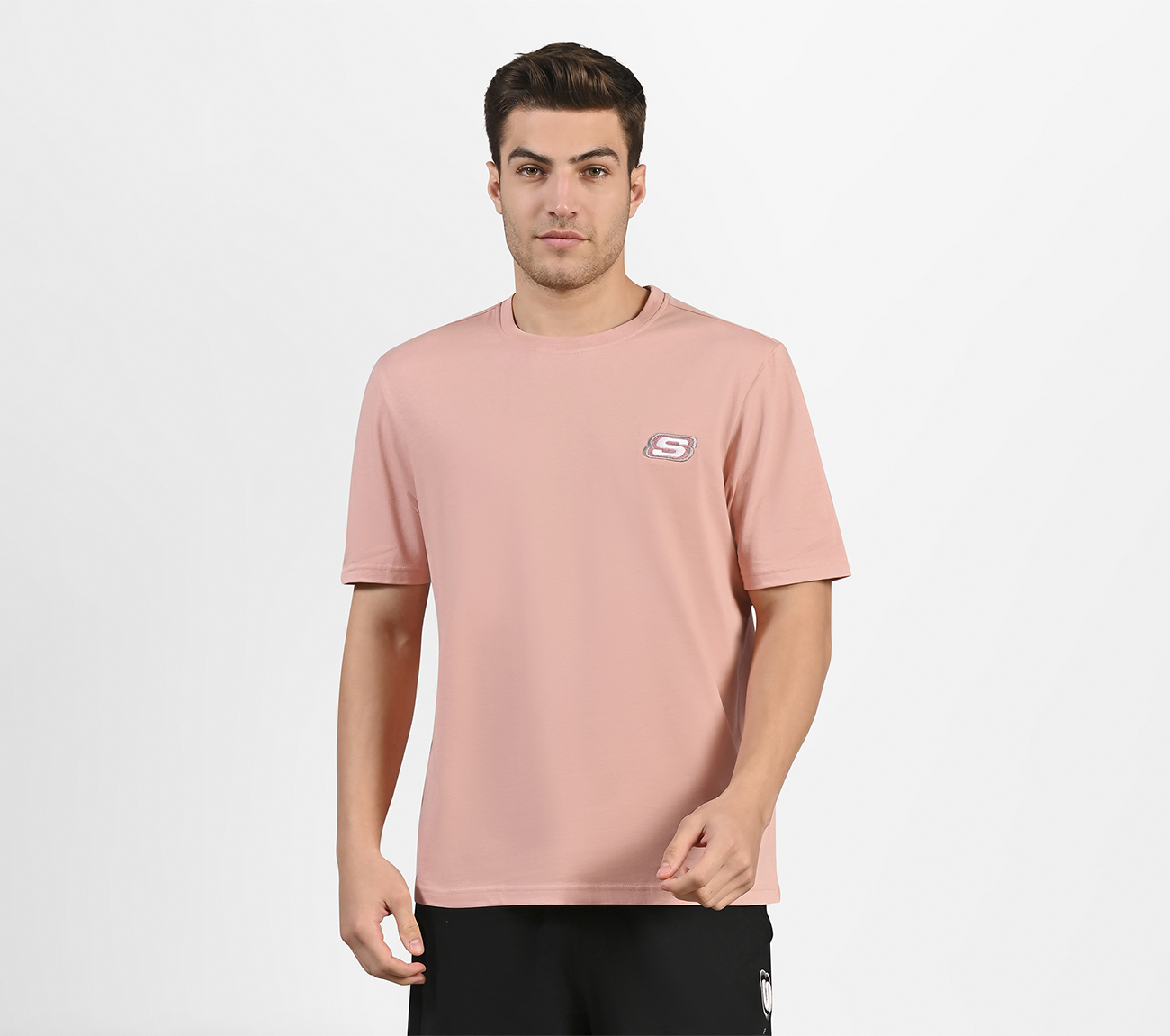 MENS BASIC LOGO  CREW NECK, BLACK/SILVER/PINK Apparel Lateral View