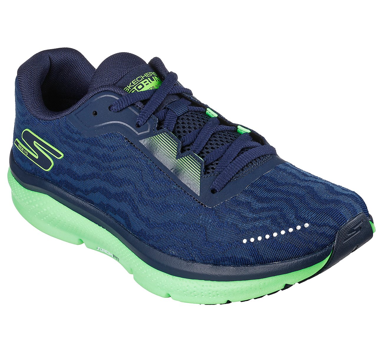 Skechers Navy/Lemon Go Run Ride 10 Running Shoes For Men - Style ID ...