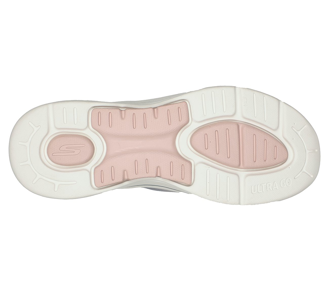 GO WALK ARCH FIT -OCEAN VIBES, GREY/PINK Footwear Bottom View