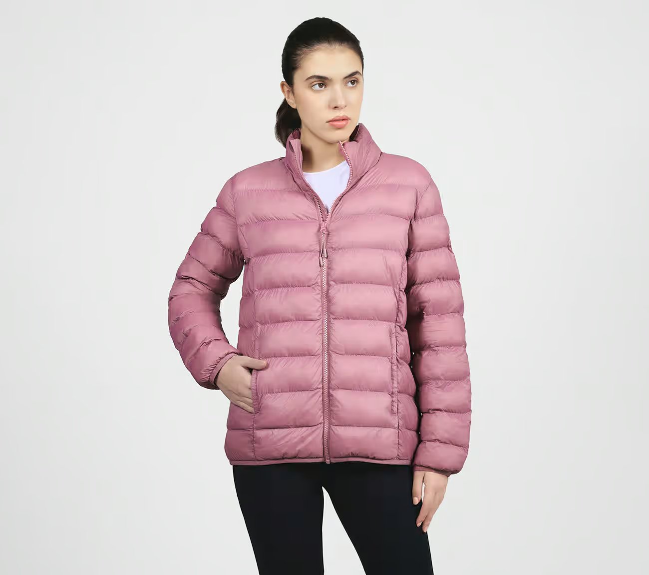 PUFFER FZ JACKET, PURPLE/YELLOW Apparel Lateral View