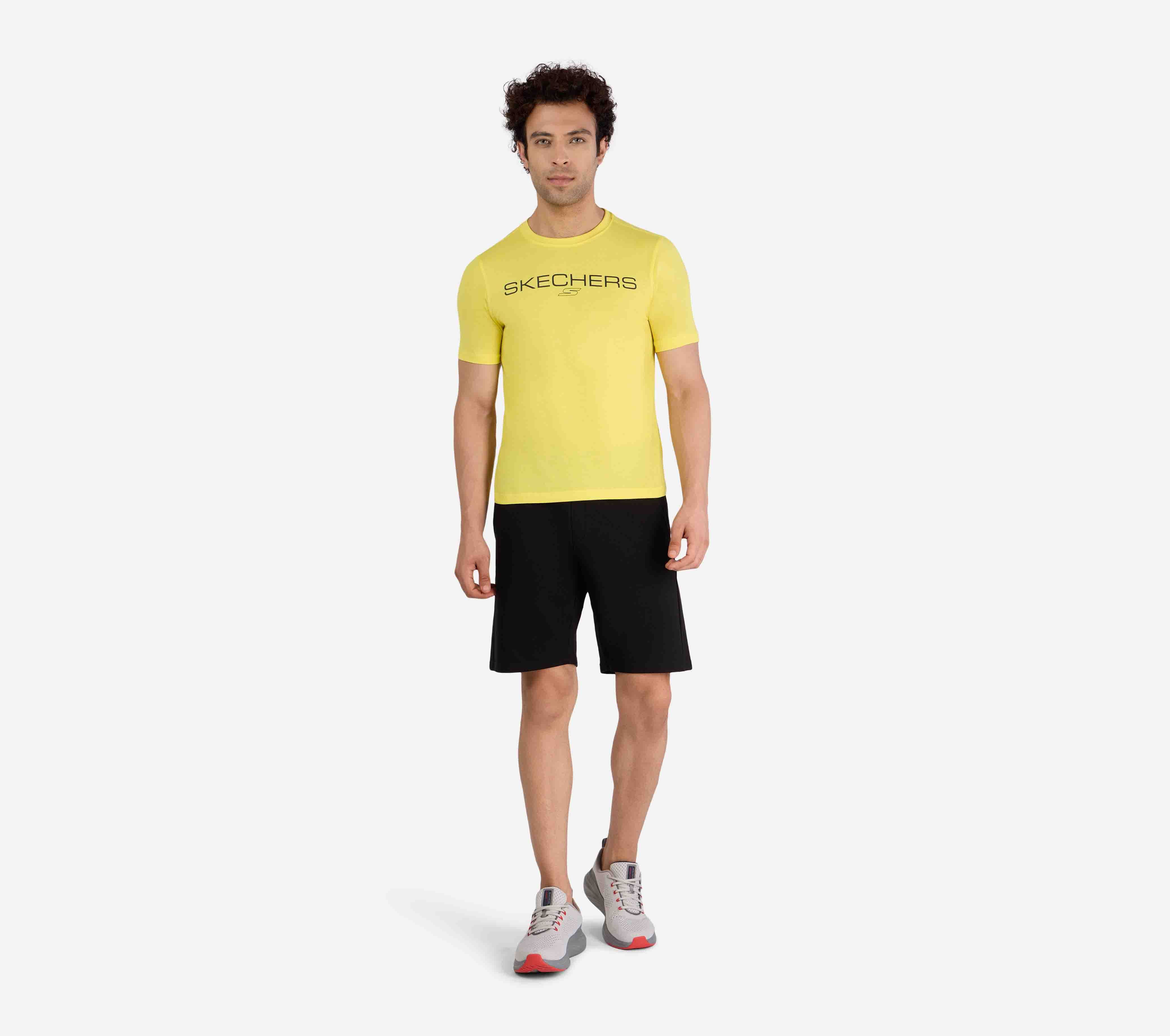 SKECHERS PERFORMANCE T-SHIRT, YELLOW GREY Apparel Left View