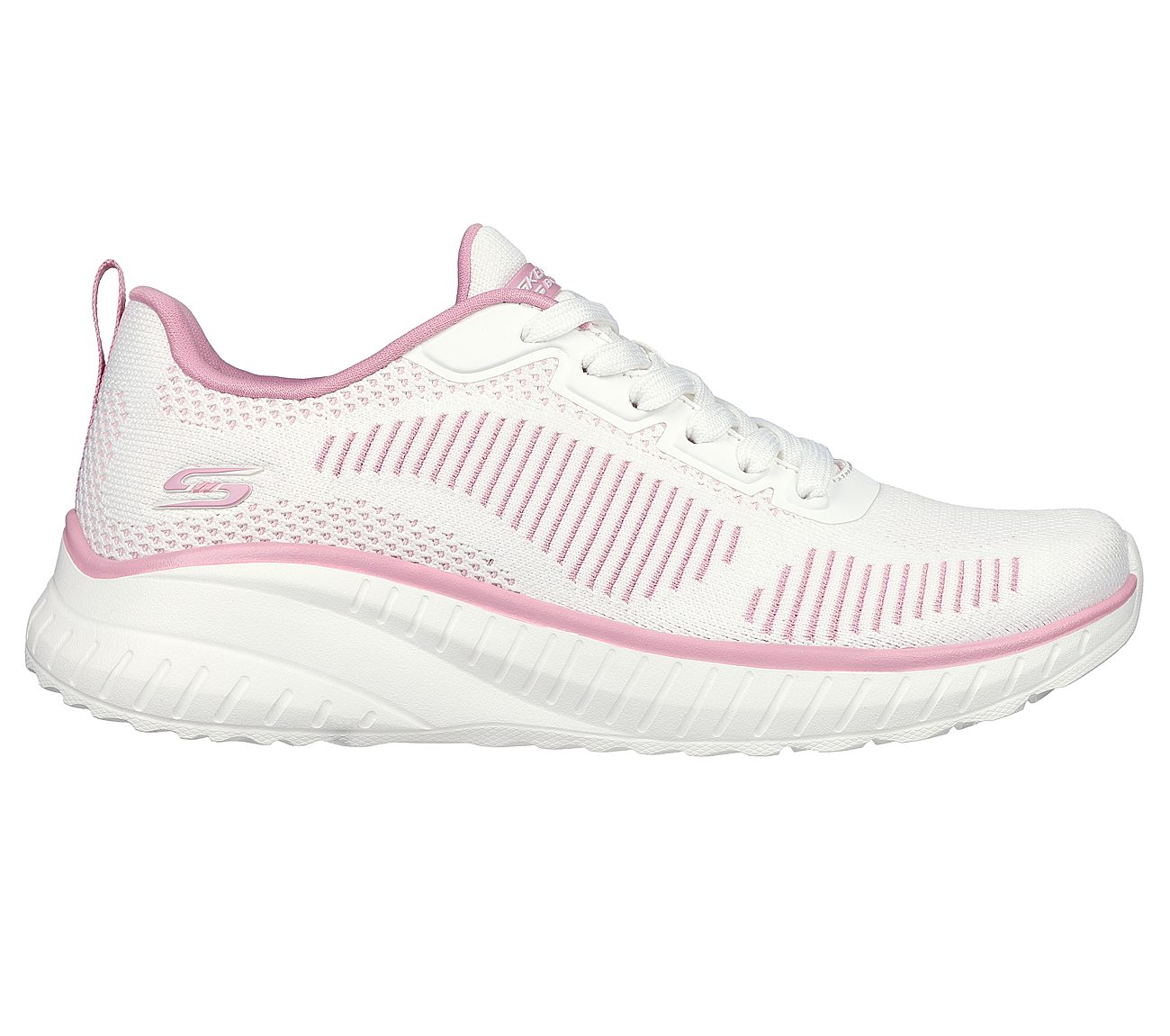 BOBS SQUAD CHAOS, WHITE/PINK Footwear Lateral View