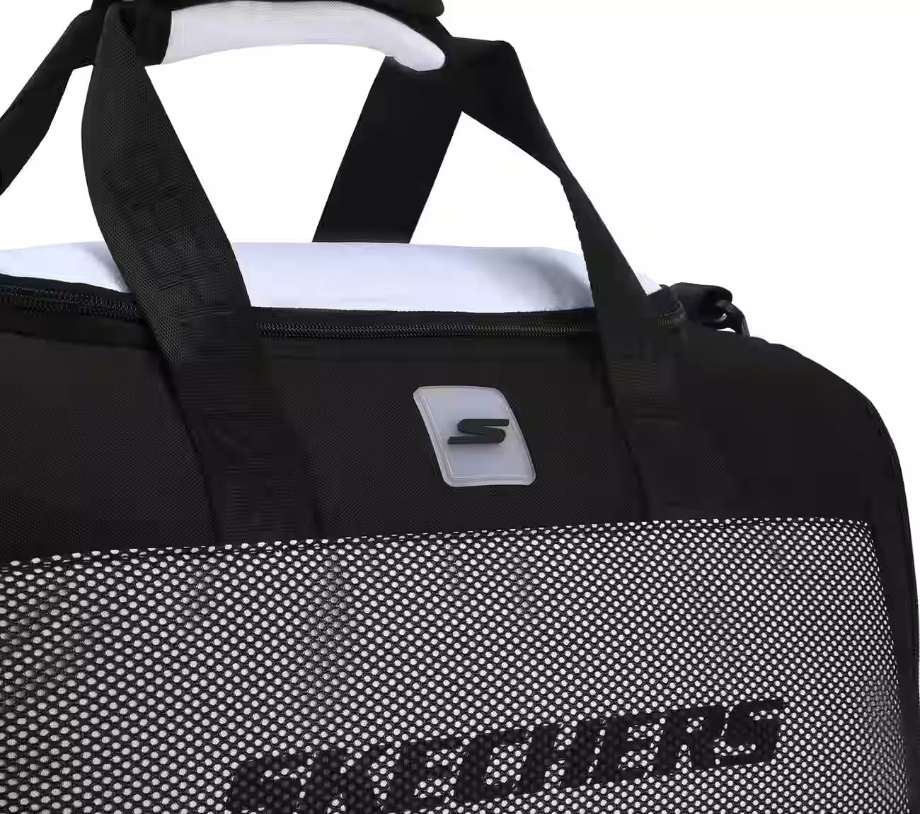 MONOCHROME DUFFLE BAG WITH MESH DETAILED, BLACK/WHITE Accessories Right View