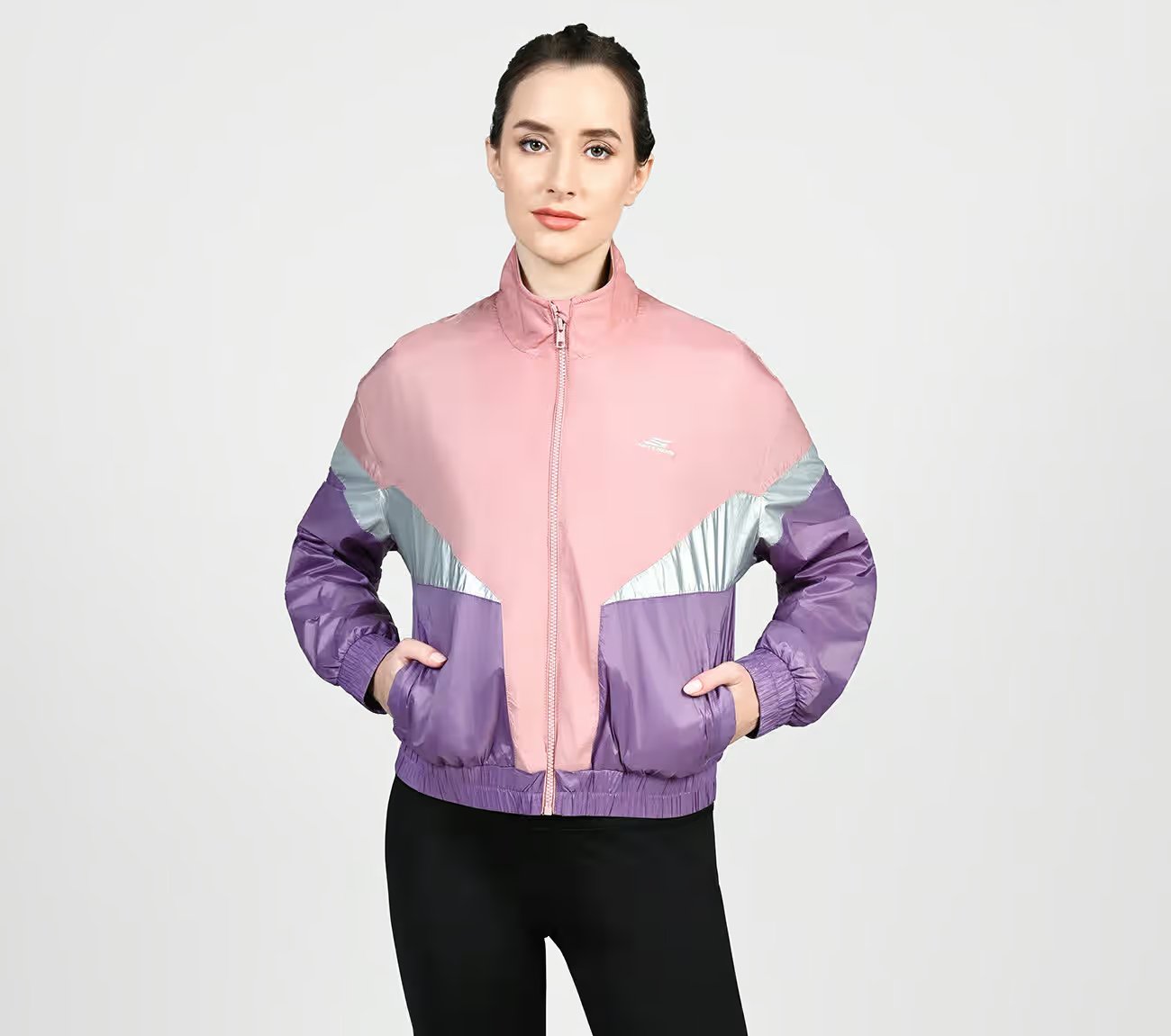 SL MOTO JACKET, WHITE/GREY/PINK Apparel Lateral View