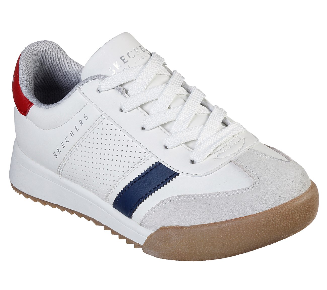 ZINGER, WHITE/NAVY/RED Footwear Lateral View