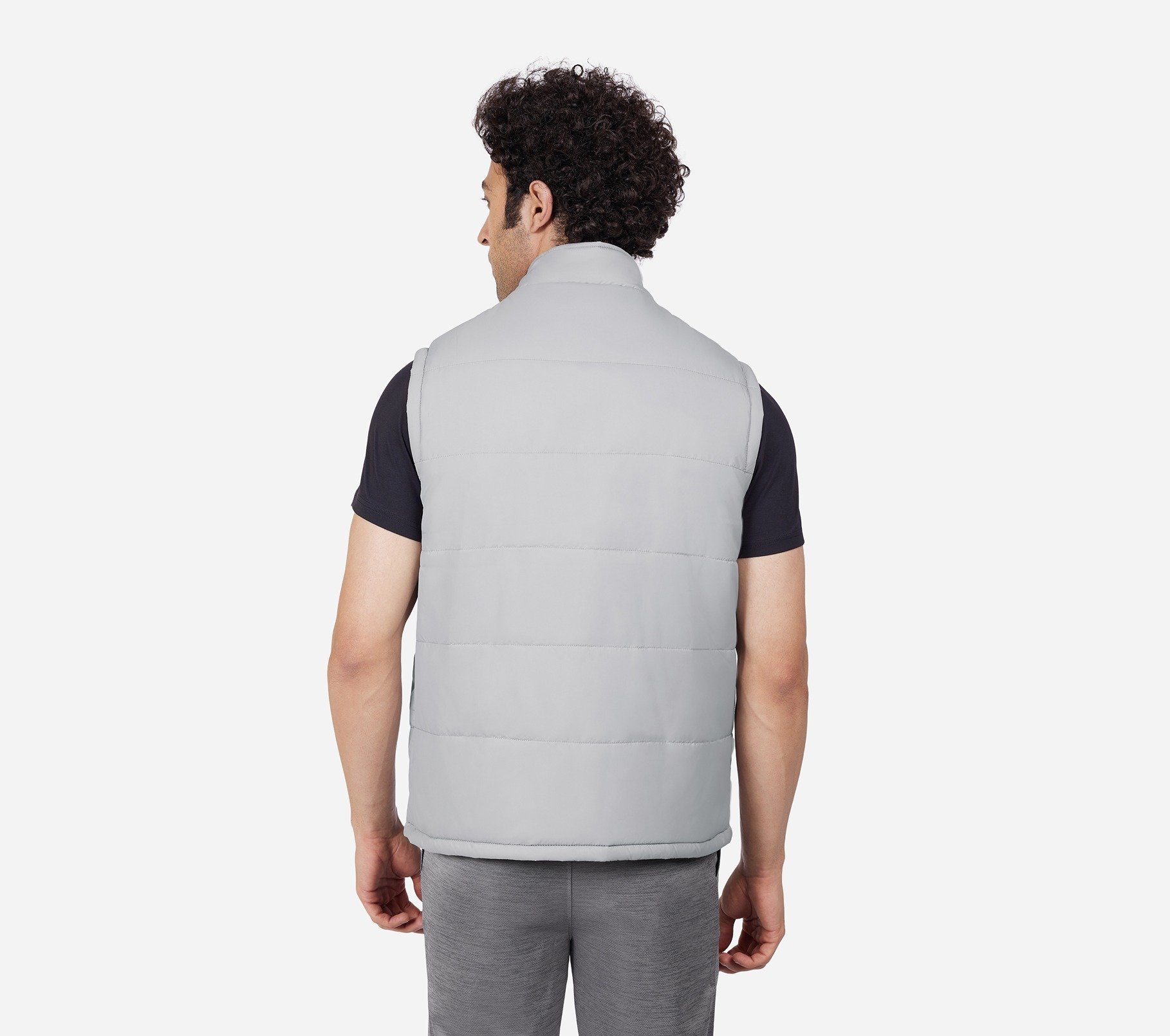 PUFFER VEST, LIGHT GREY Apparel Left View