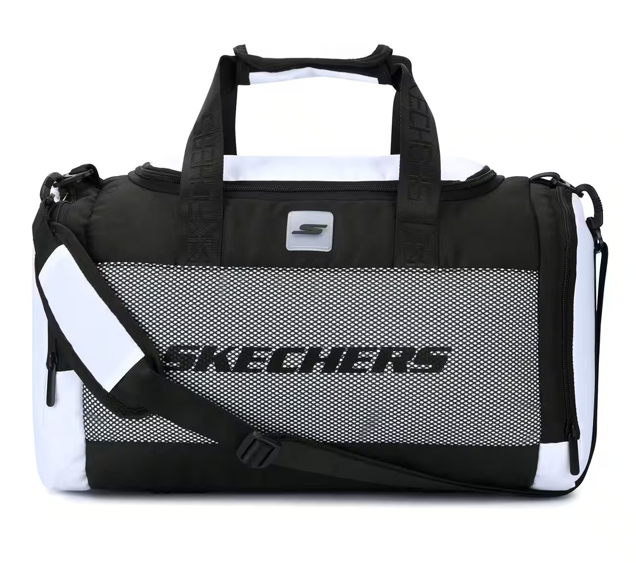 MONOCHROME DUFFLE BAG WITH MESH DETAILED, BLACK/WHITE Accessories Lateral View