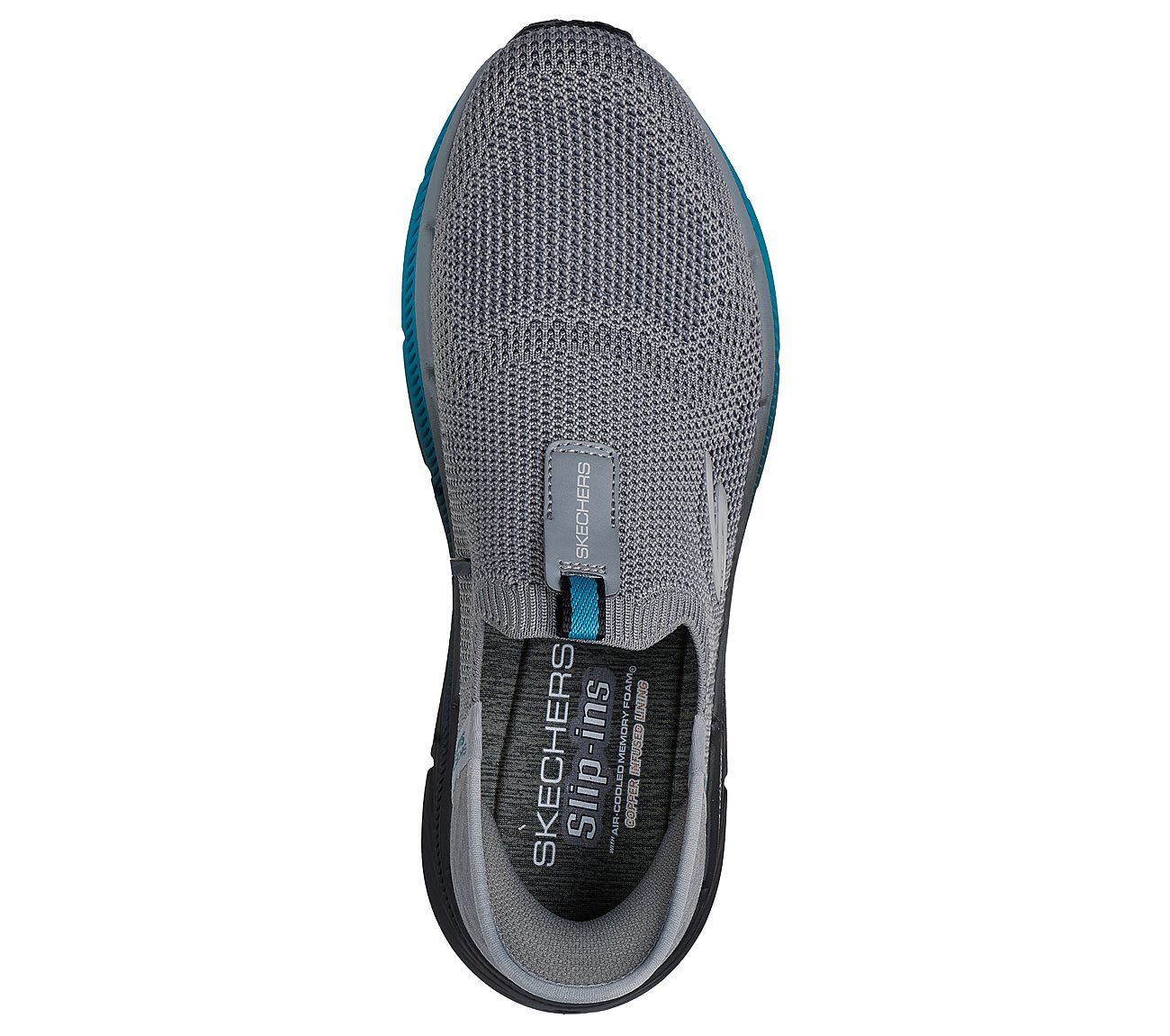 SKECHERS SLIP-INS: MAX CUSHIONING PREMIER 2, GREY/BLUE Footwear Top View