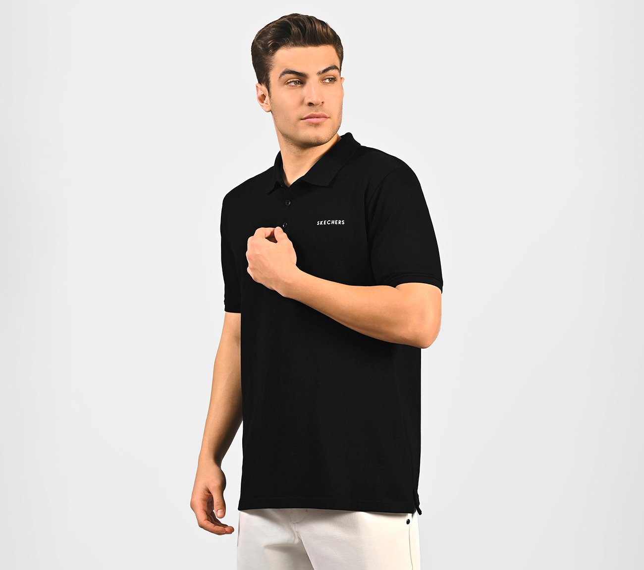 MENS CORE POLO, BLACK Apparel Top View