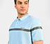 CUT AND SEW POLO, CHARCOAL/LT. BLUE