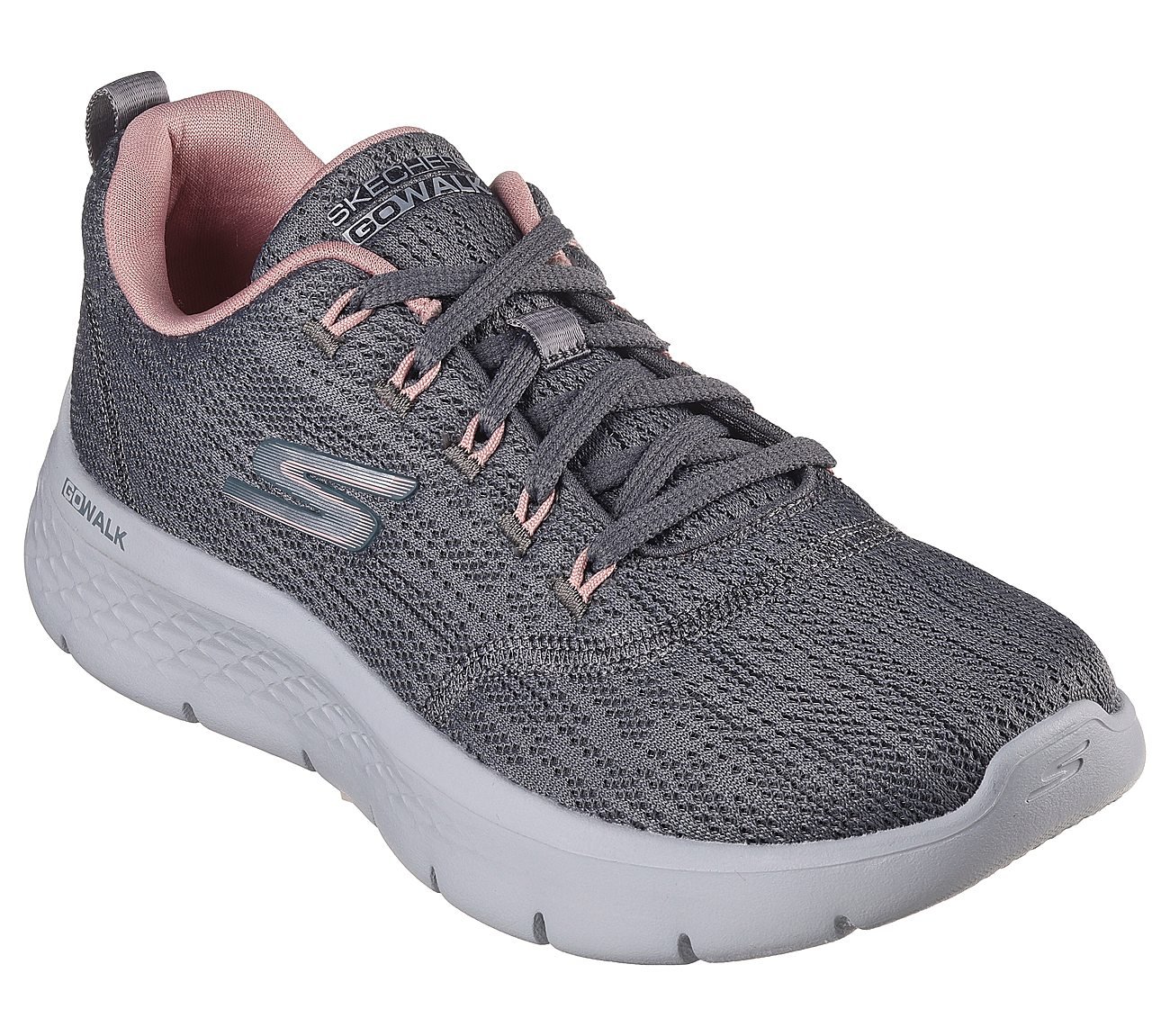 GO WALK FLEX - STRIKING LOOK, CHARCOAL/PINK Footwear Right View