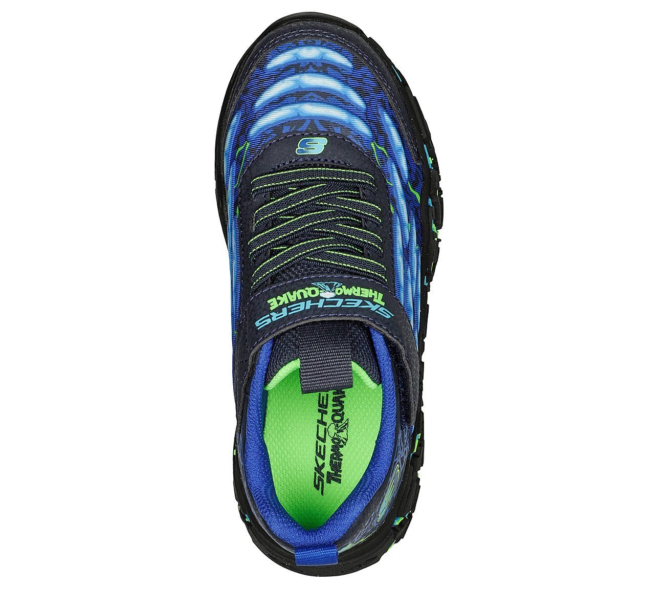 THERMO-QUAKE, NAVY/LIME Footwear Top View